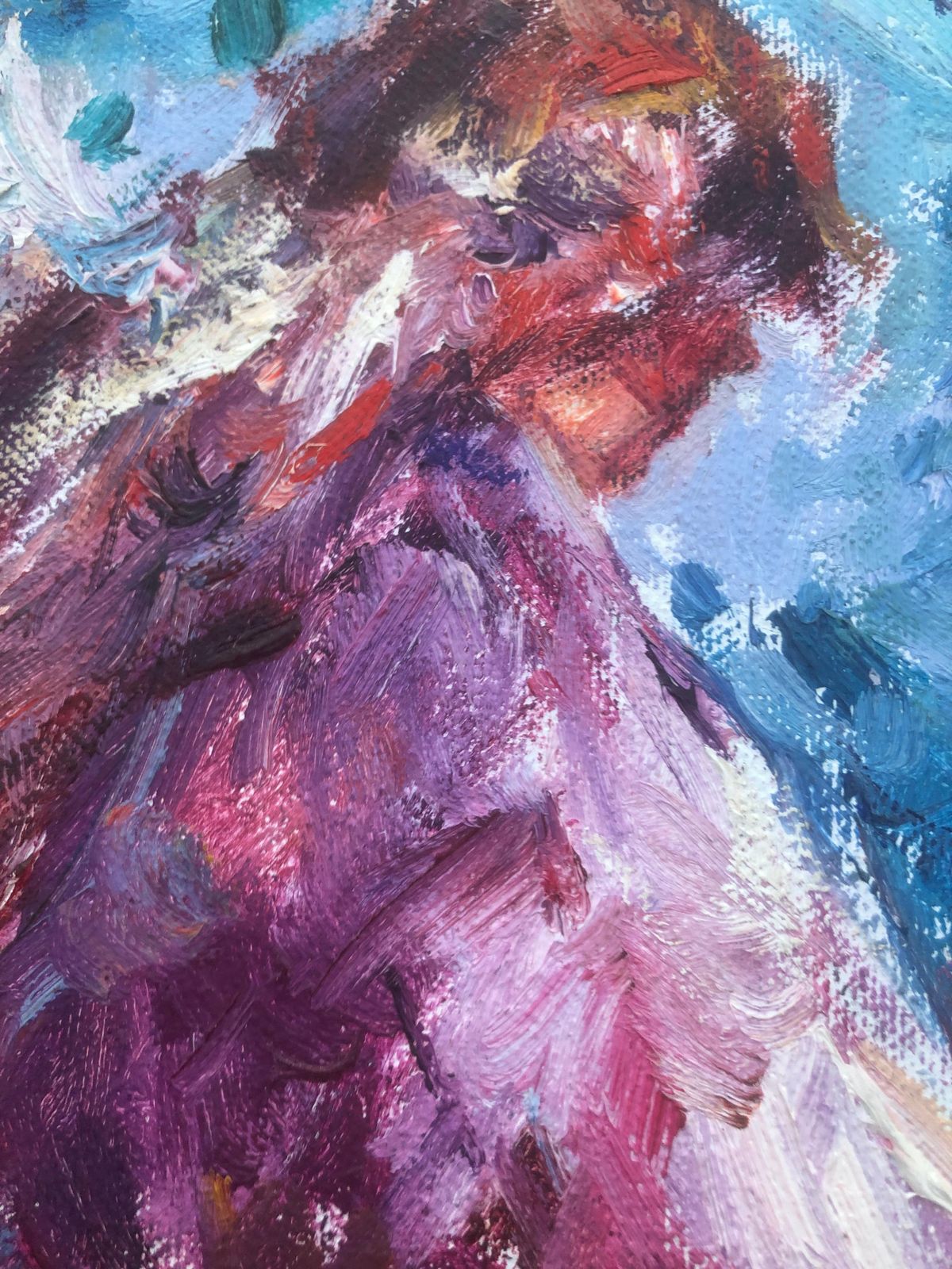 Jose Antonio Pineda Bueno Woman By The Sea Oil On Canvas Painting Mediterranean C.2000 photo vinterior