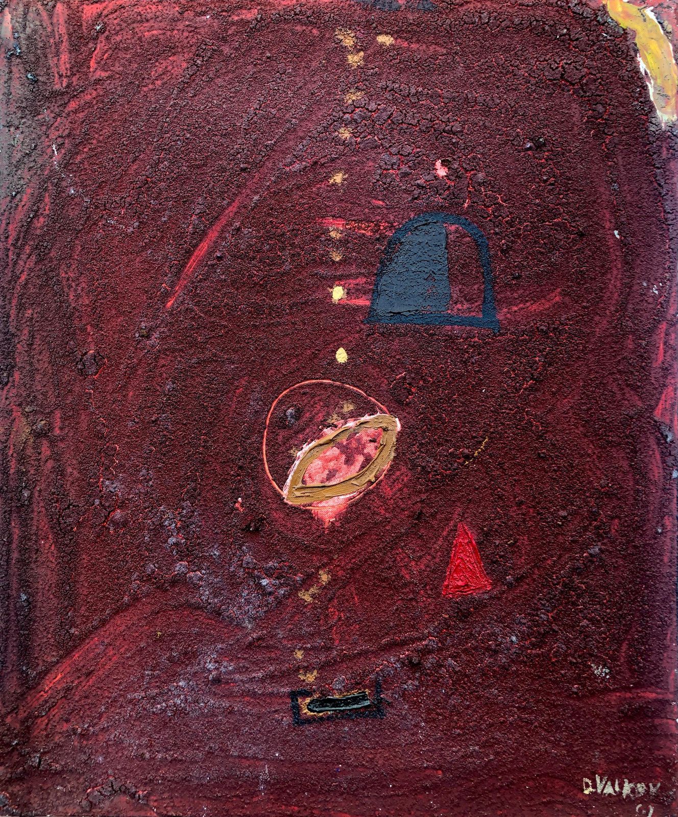 Deyan Valkov Untitled Abstract Painting Mixed Media On Canvas 2002