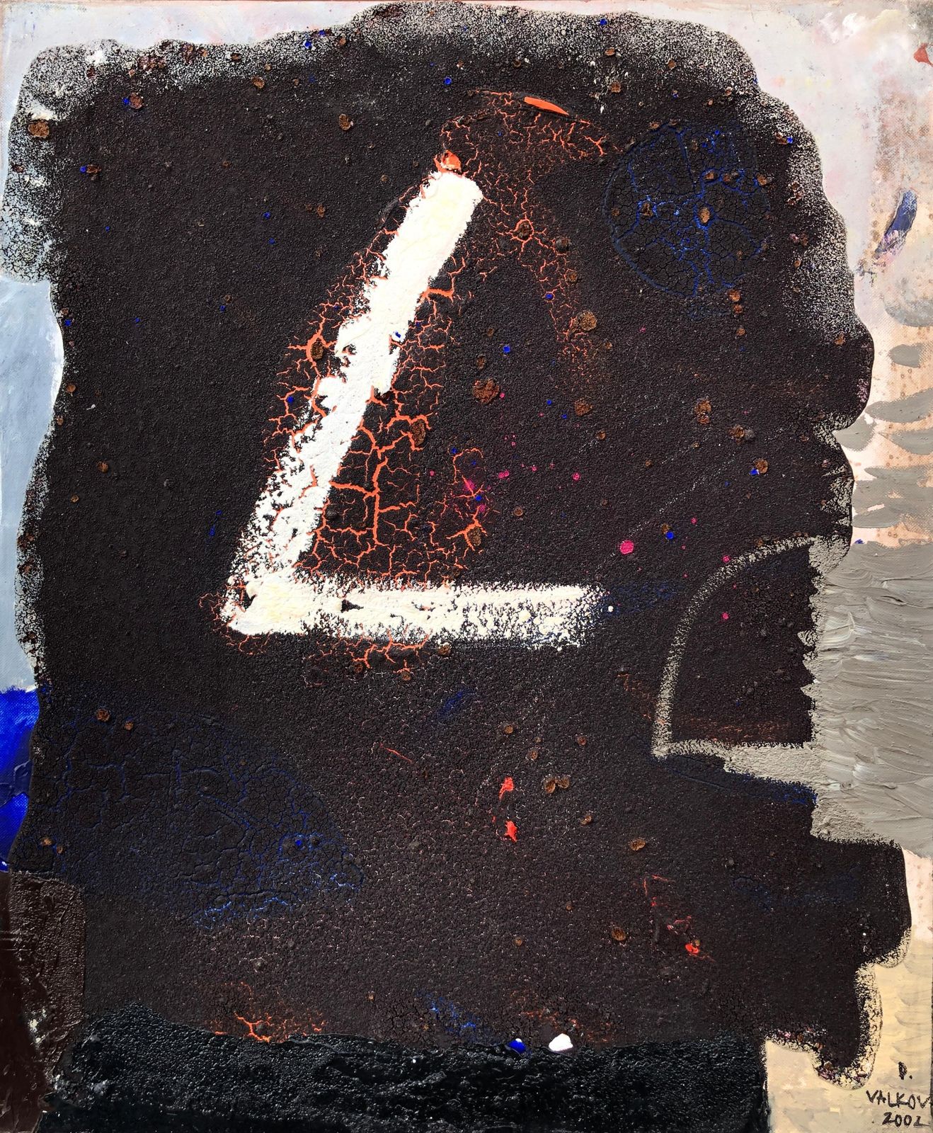 Deyan Valkov Untitled Abstract Painting Mixed Media On Canvas 2002