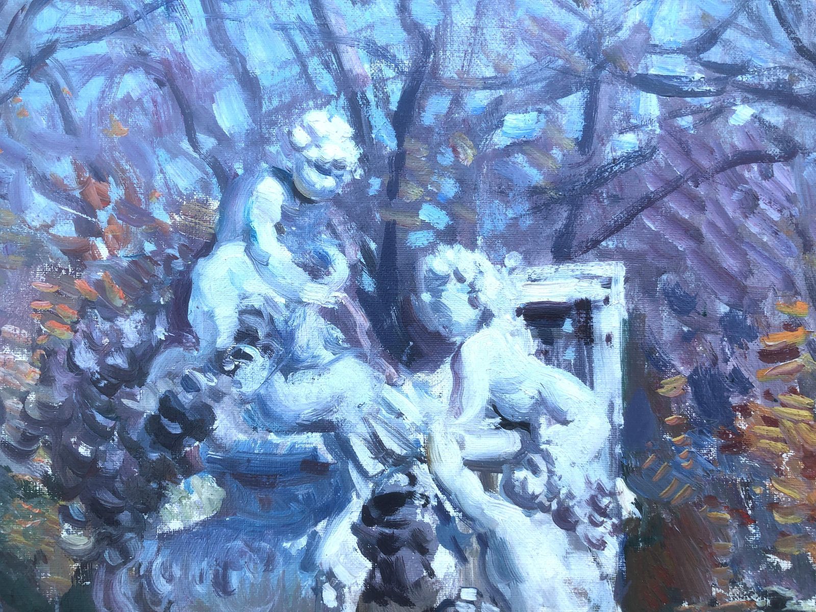 Ignacio Gil Sala Children Playing In The Park Barcelona Spain Oil On Canvas Painting C.1985 photo vinterior