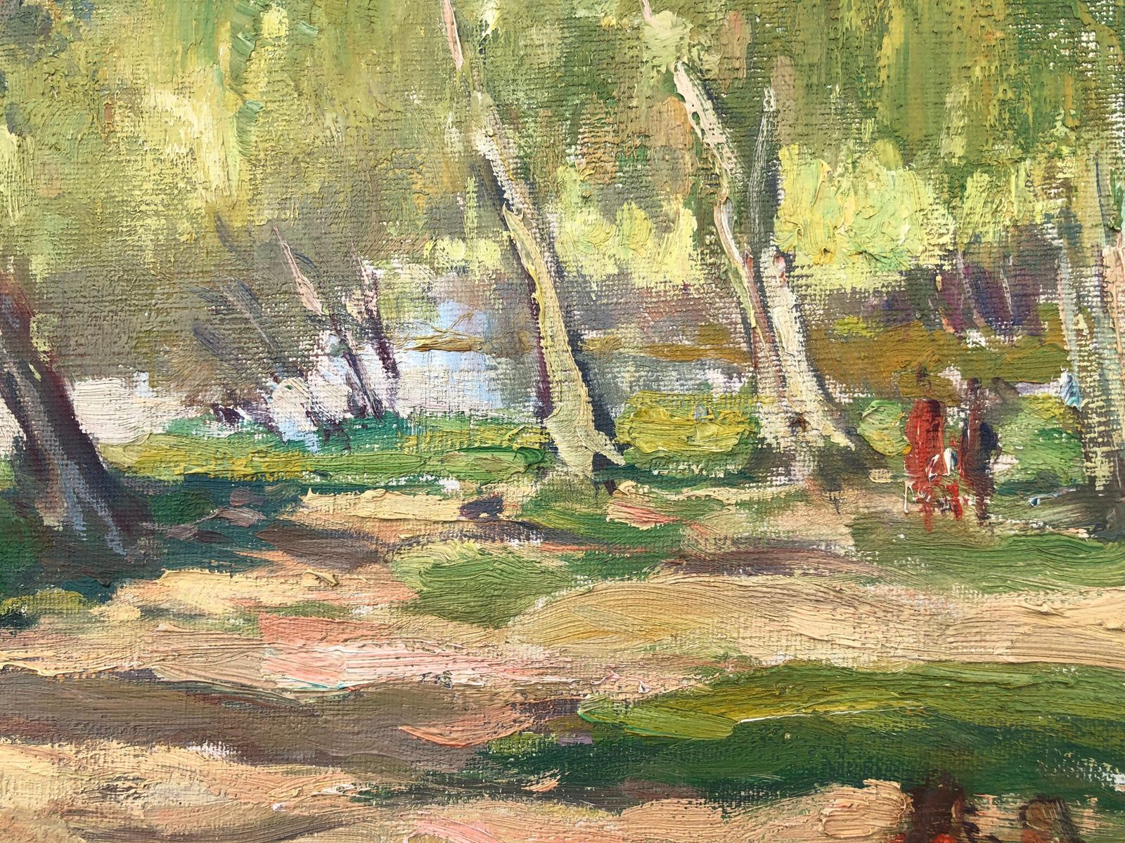 Bay Sala Zaragoza Spain Oil On Canvas Painting Impressionist Spanish Landscape C.1950 photo Art