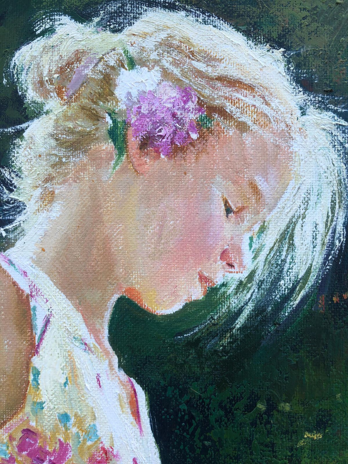 Roman Frances Young Woman By The River Oil On Canvas Painting C.2000 photo Art