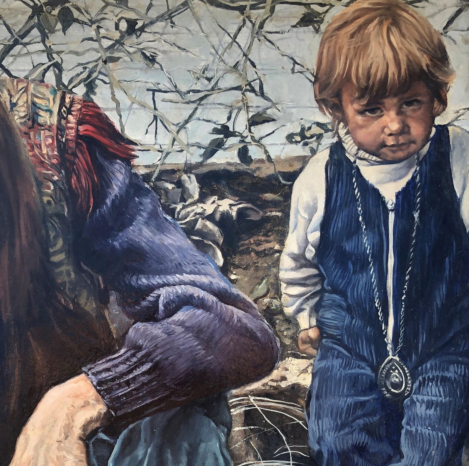 photo for sale José Luis Fuentetaja Figurative Realist Acrylic Painting, Hippie Era Scene, Spanish Art 1980s Framed