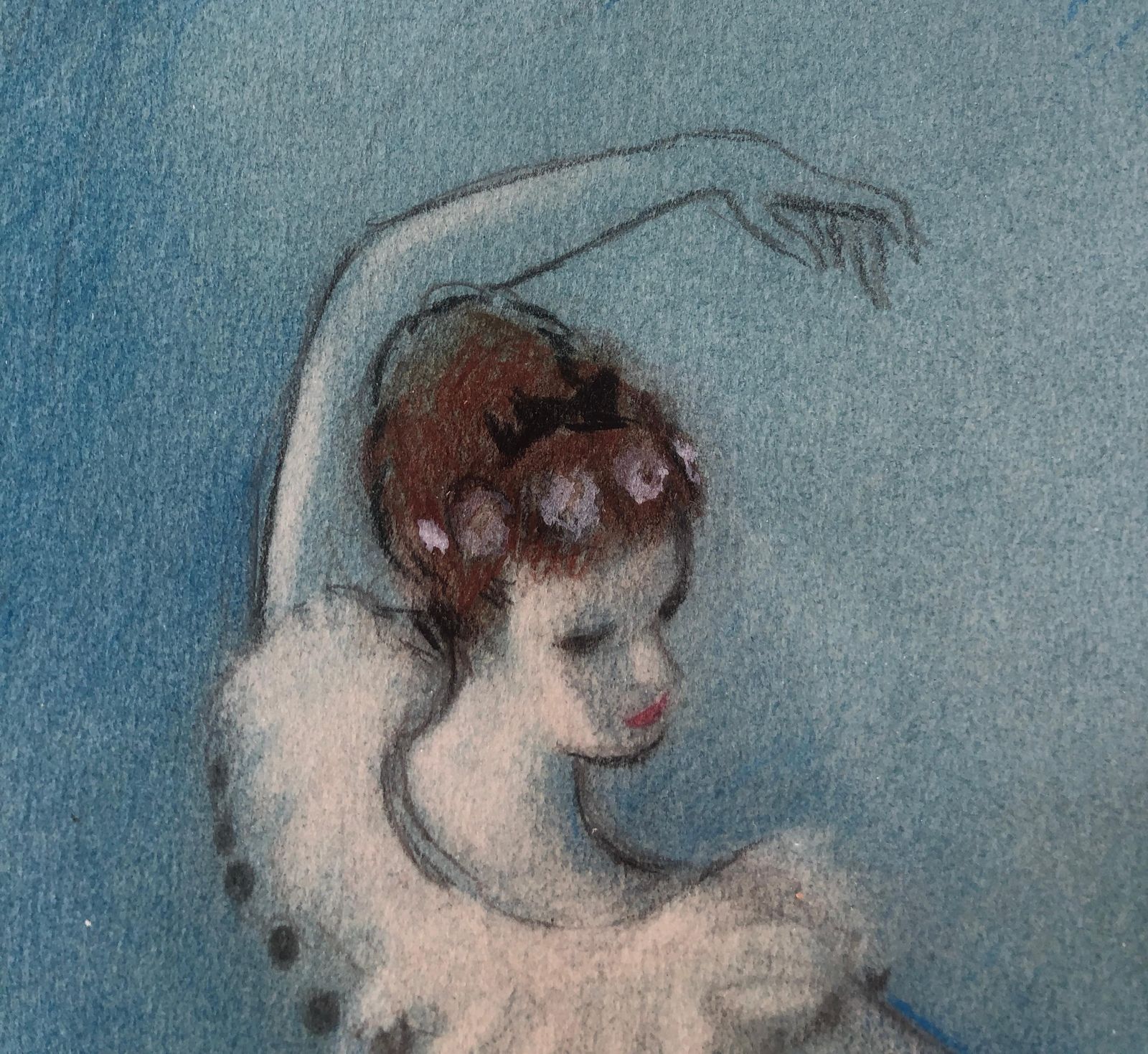 Alfredo Opisso Spanish Flamenco Dancer Guitarist Scene Pastel Drawing Mid Century Barcelona 1960s photo vinterior