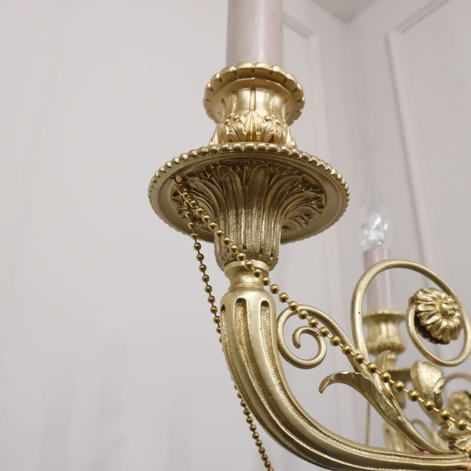 French Early 20th Century Four Arm Brass Chandelier photo 1650.0