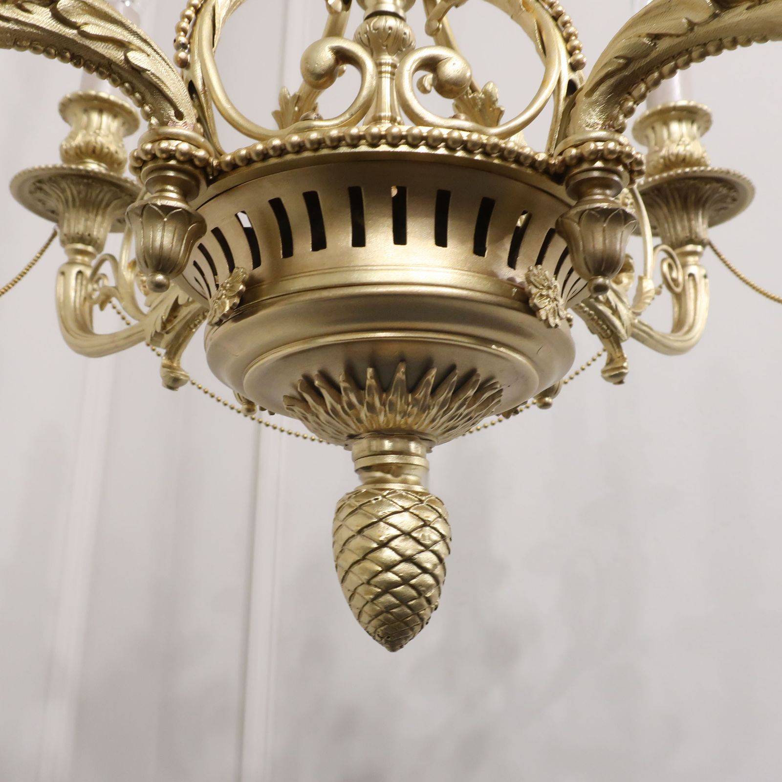 French Early 20th Century Four Arm Brass Chandelier photo buy