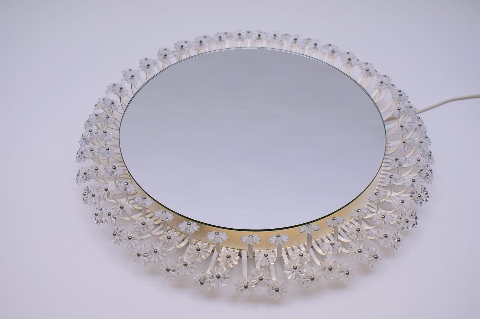 Large Round Illuminated Lucite Flower Mirror Emil Stejnar Rupert Nikoll, 1955 photo 1022.0