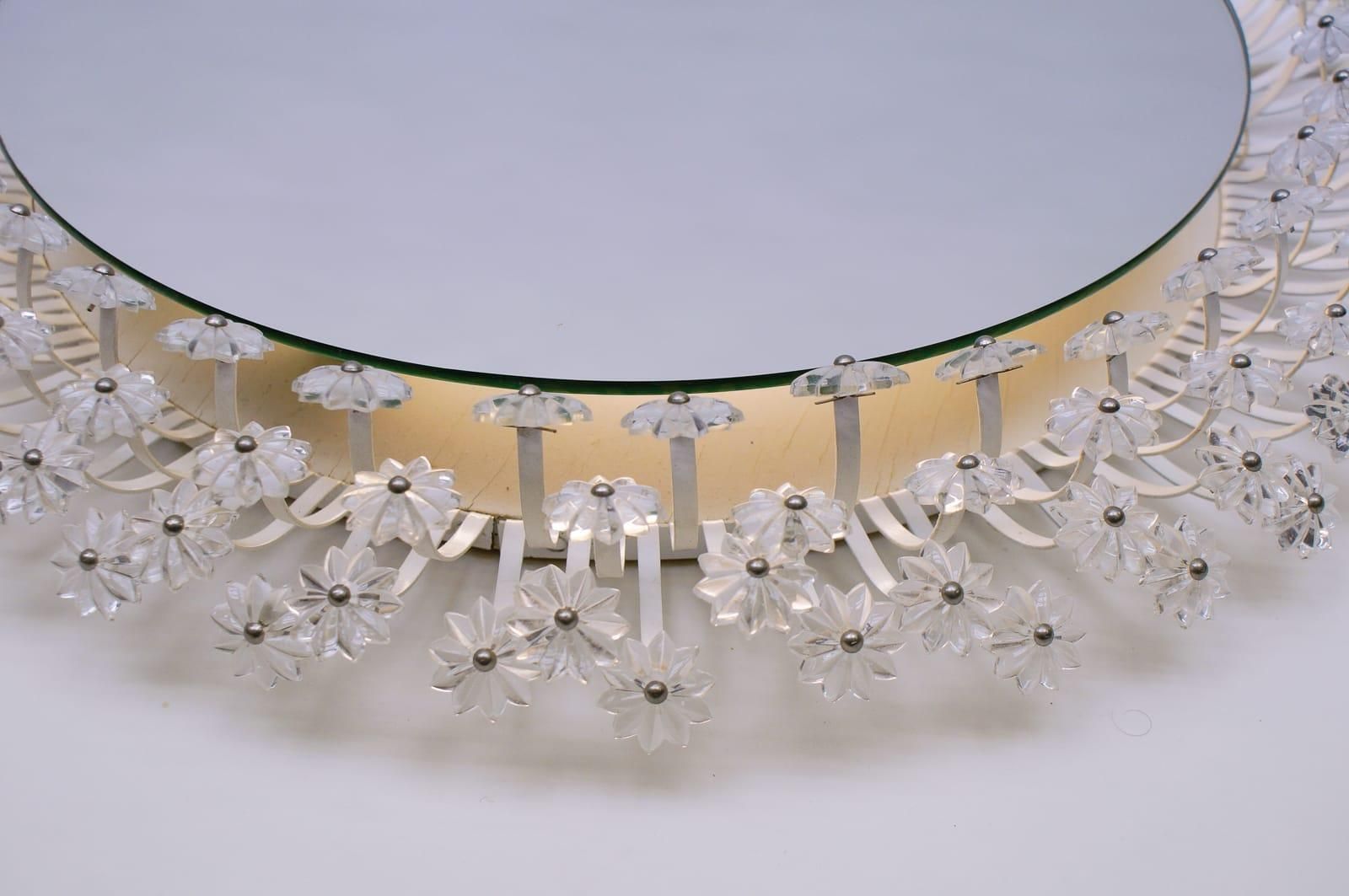 photo furniture Large Round Illuminated Lucite Flower Mirror Emil Stejnar Rupert Nikoll, 1955