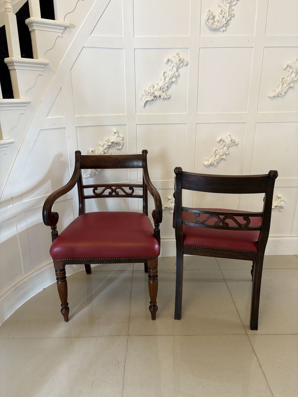 Furniture Pair Of Antique Quality Mahogany Desk Chairs photo
