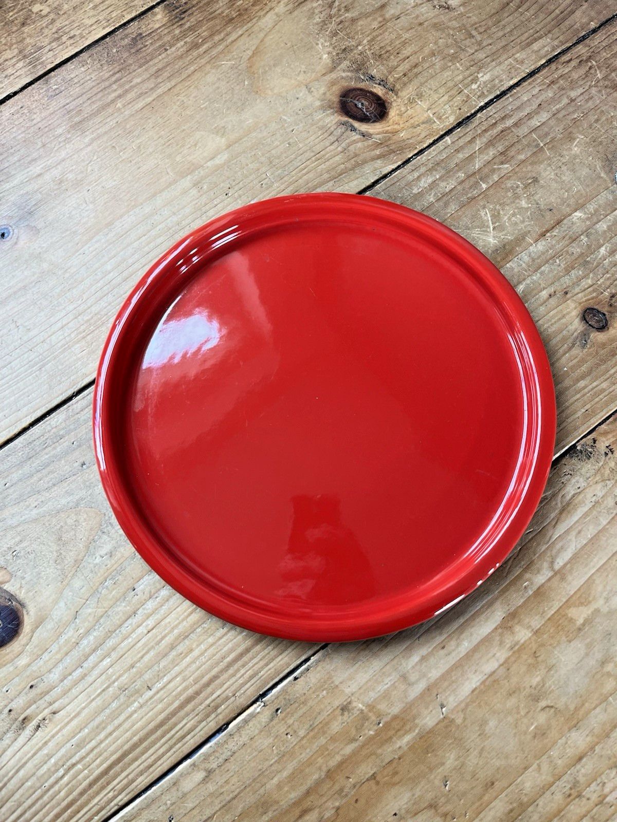 Mid Century 60's Scandinavian Style Dutch Red Floral Enamel Fondue Set & Burner photo vinterior