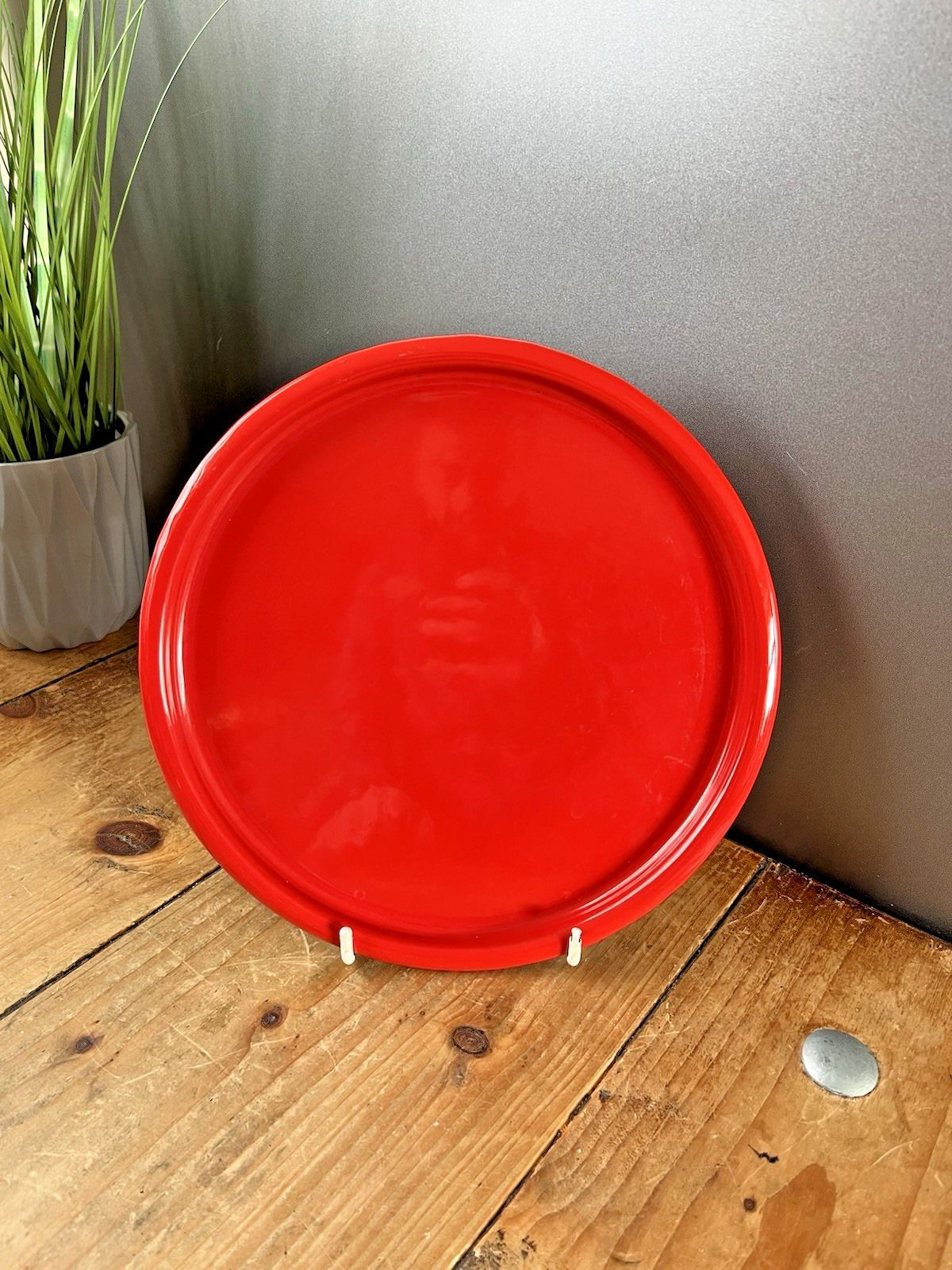 Mid Century 60's Scandinavian Style Dutch Red Floral Enamel Fondue Set & Burner photo buy