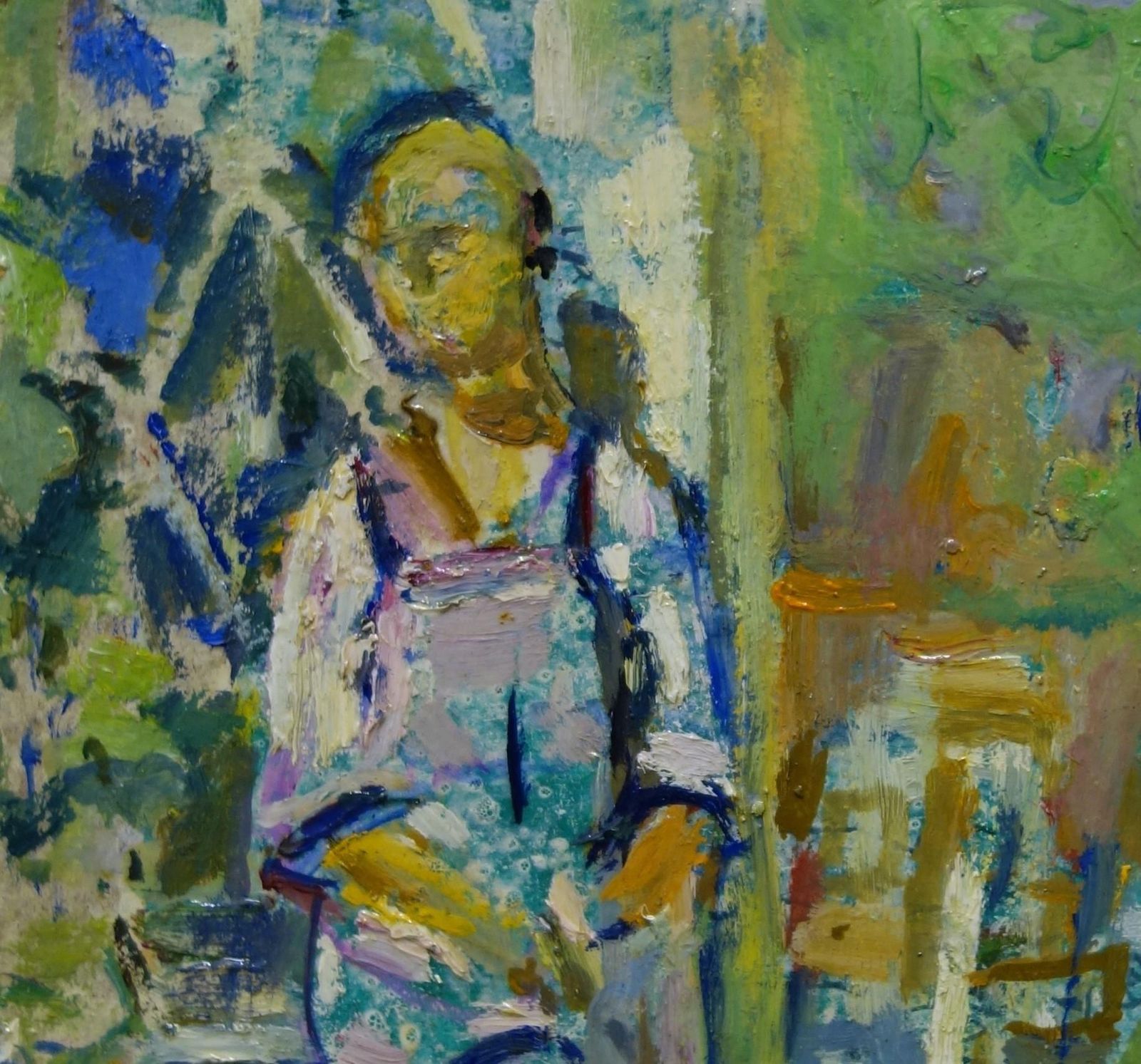 Gleb Savinov"Woman On The Veranda, Summer"  Russian, Impressionist, Oil Cm. 19 X 29 191987 photo for sale