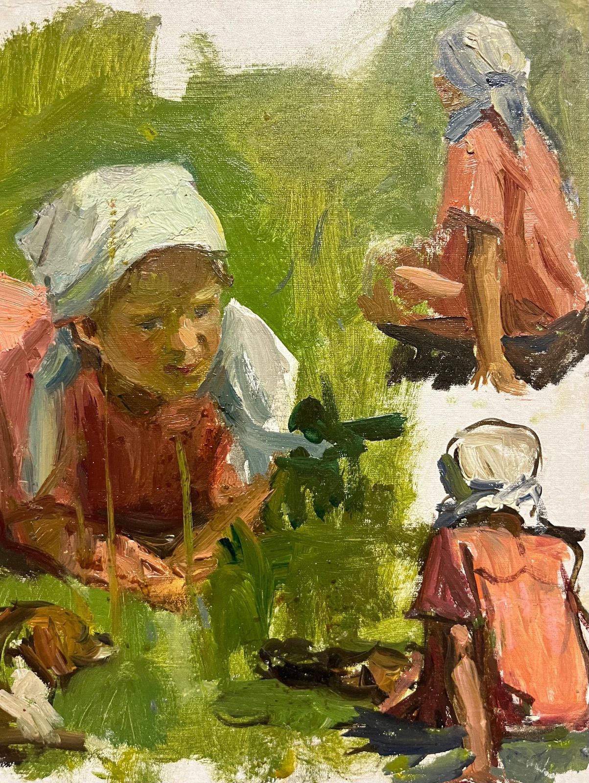 Klara Vlassova"Little Girl With Dog " Oil Cm.35 X 25  19501950 photo for sale