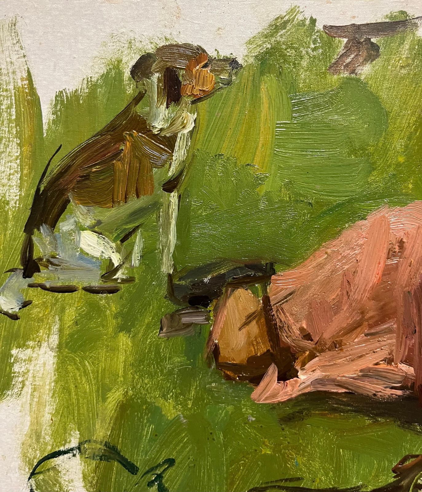Klara Vlassova"Little Girl With Dog " Oil Cm.35 X 25  19501950 photo Art