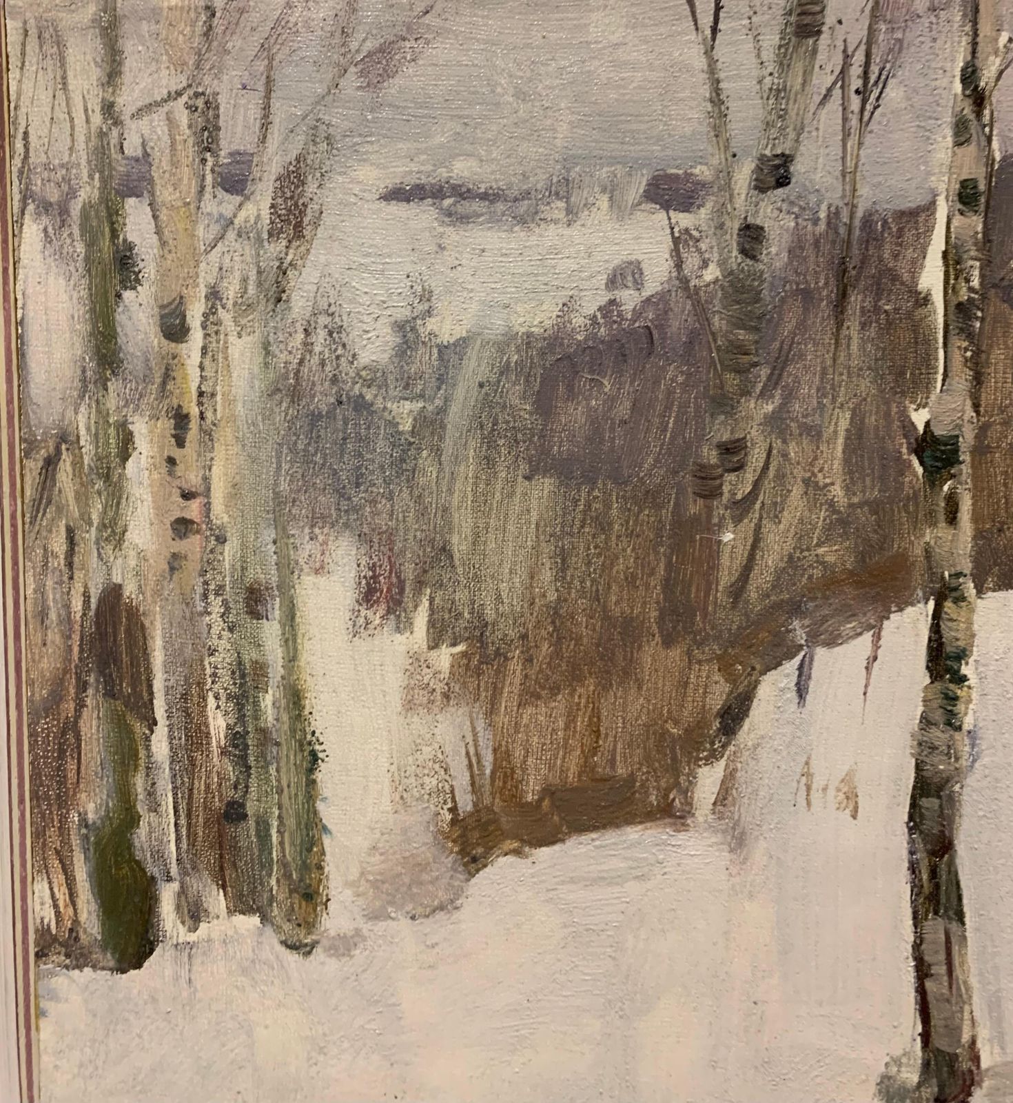 Boris Lavrenko"Birch"  Oil Cm. 35 X 48 1984  Snow, Forest, White1984 photo Art