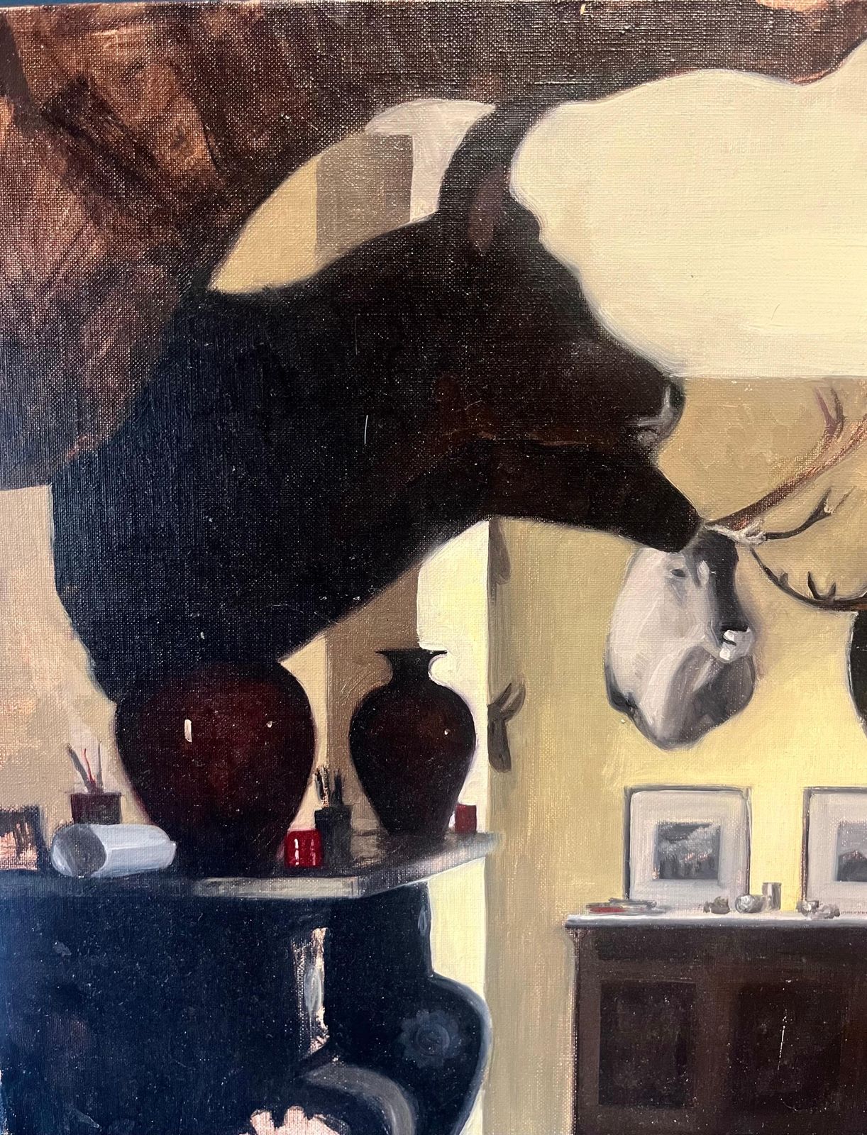 Luisa Albert"Hunter House" Oil Cm.50 X 35 2009 , Shipping Included2009 photo furniture