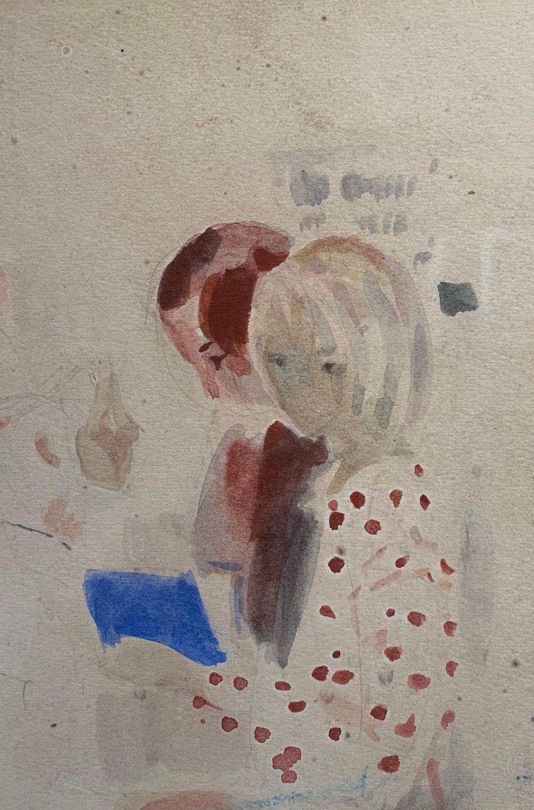 Olga Bogaevskaja"Children" Little Girl, Child, Red, Blue, Reading Cm. 31 X 24 1980 1980 photo for sale