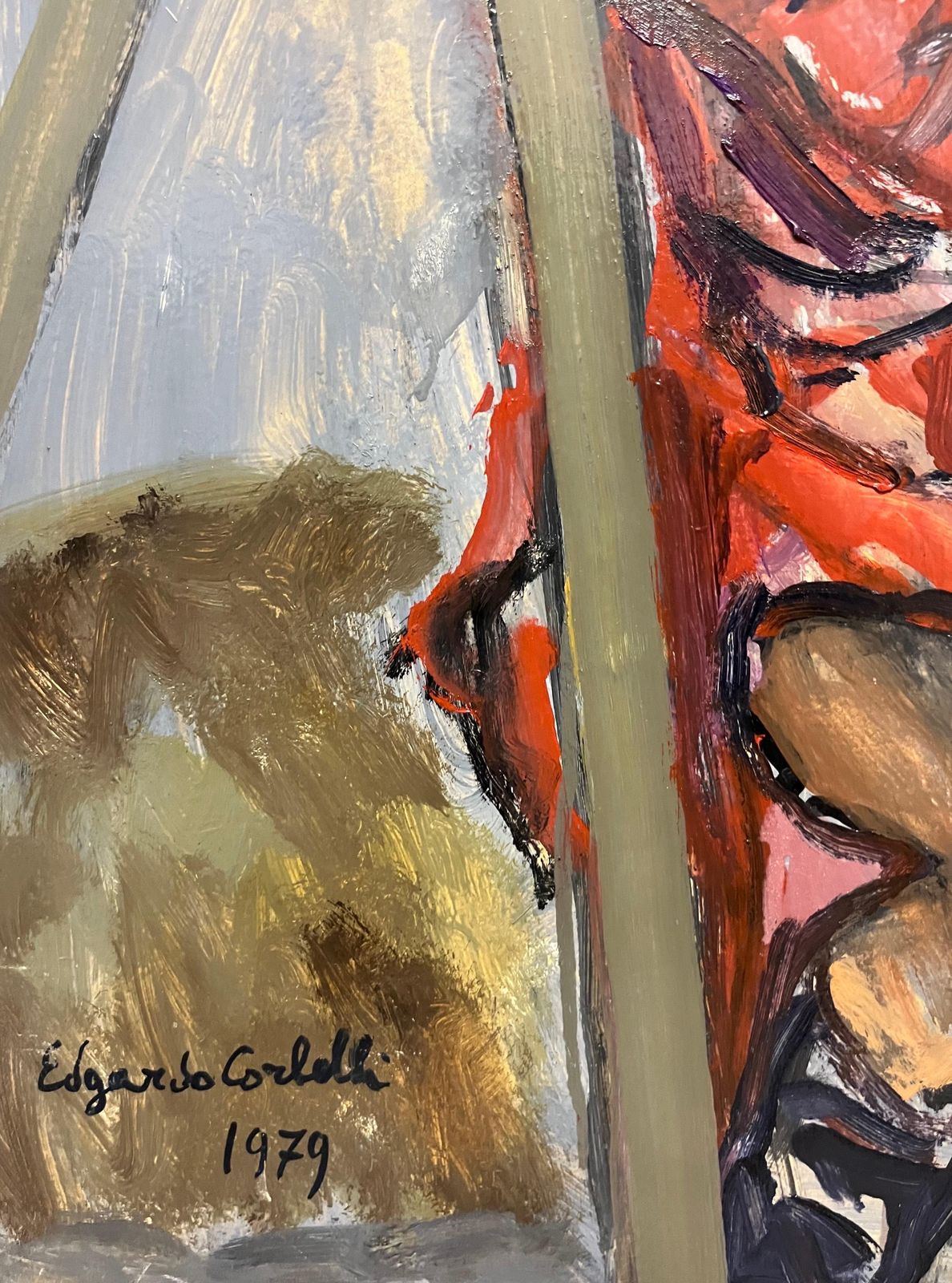 Edgardo Corbelli"Donna Con Vestito Rosso" Olio Cm. 50 X 70  19791979 photo Art