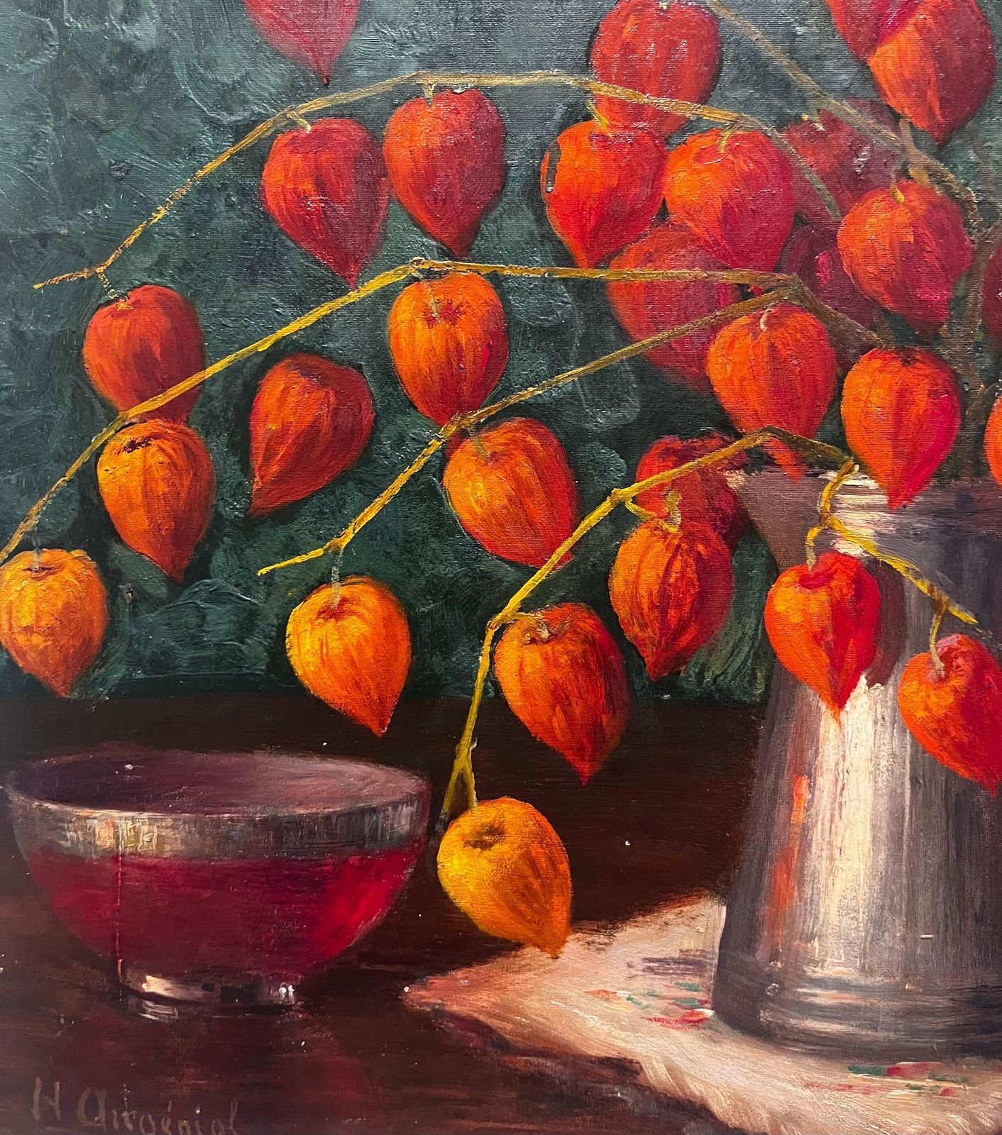 Henry C. Angéniol"Lanternes Du Japon" Olio Cm. 46 X 38 1910 Ca photo Art