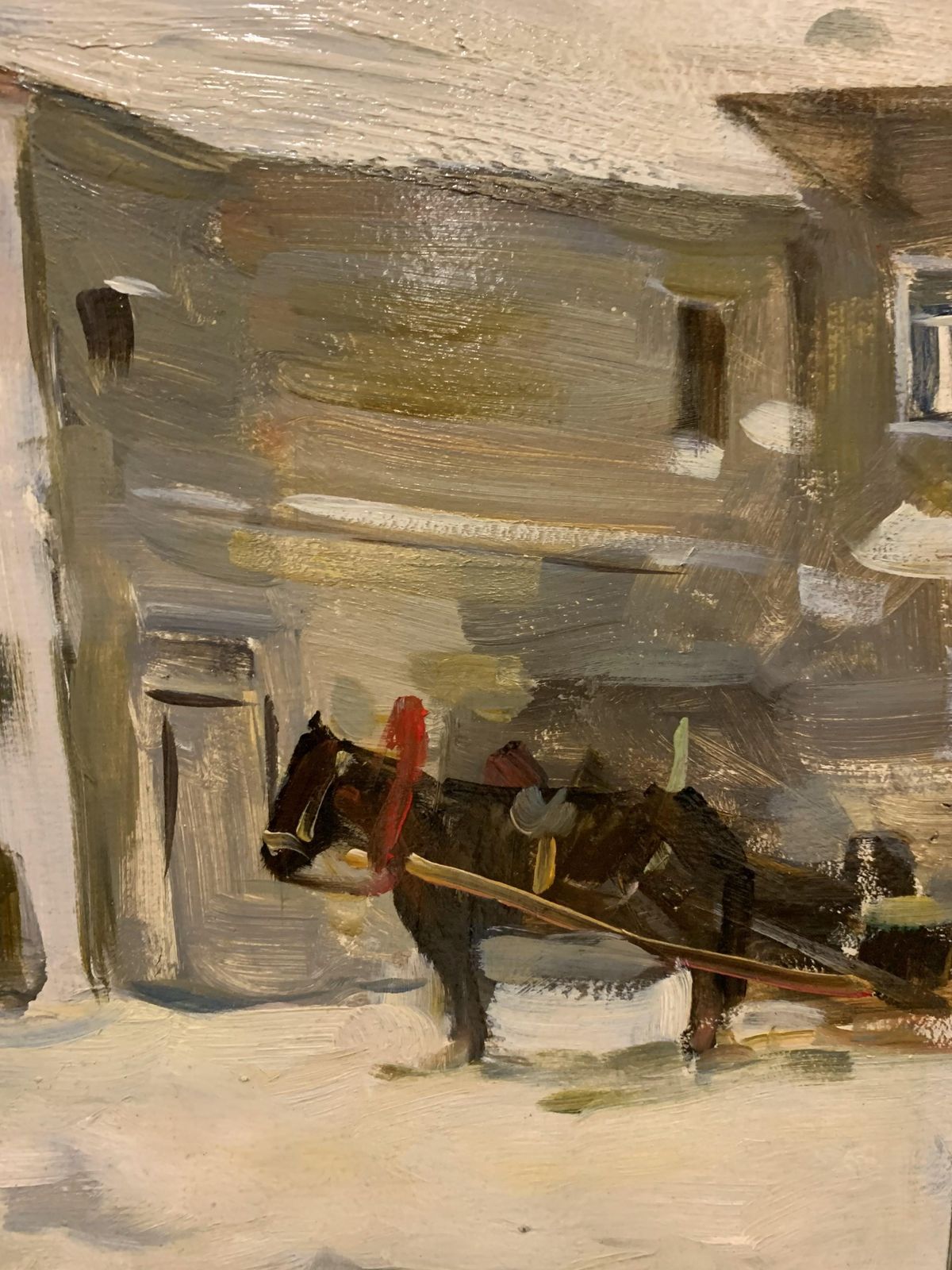 Boris Lavrenko"Little Shop In The Village" Oil 1980, Snow, Winter, White1980 photo Art