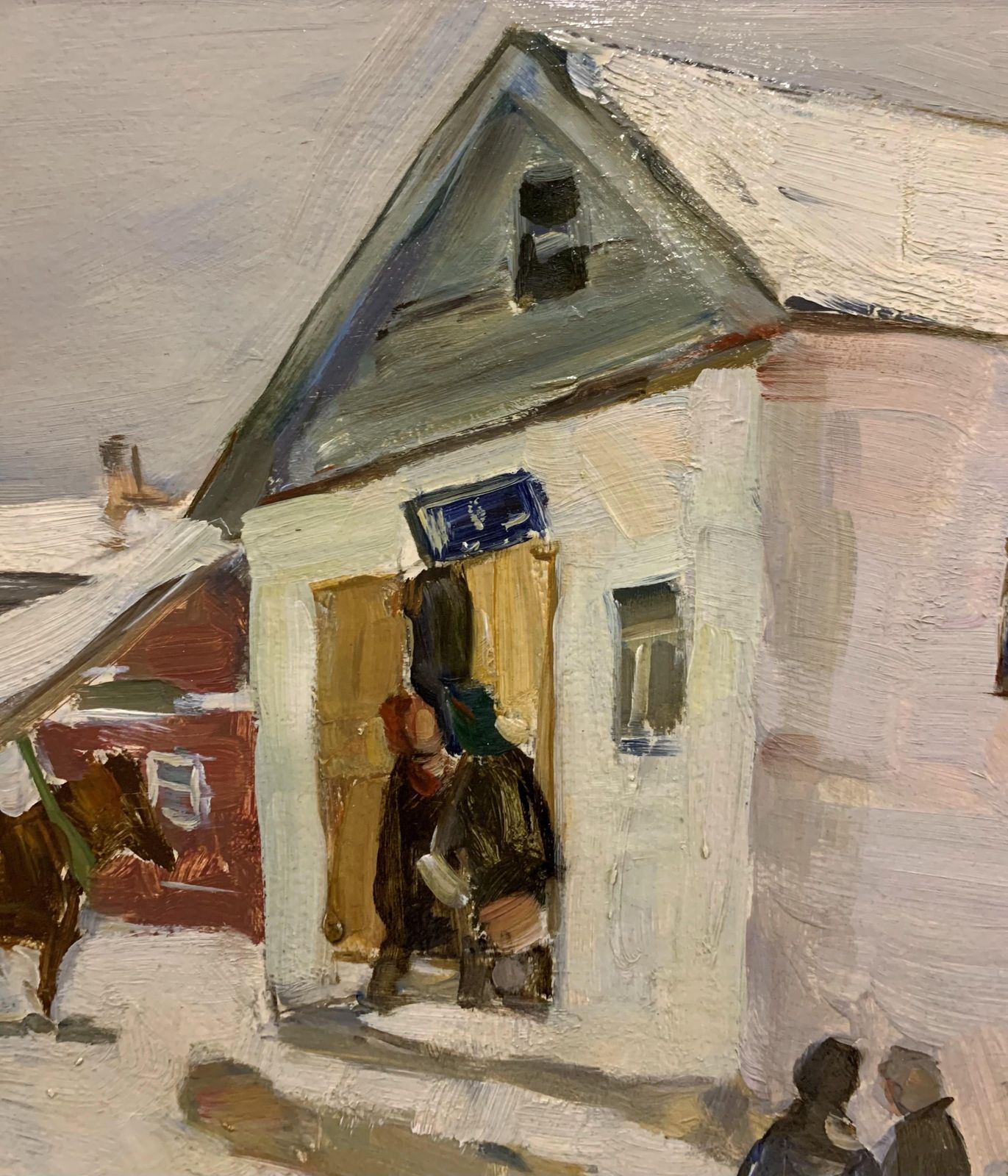Boris Lavrenko"Little Shop In The Village" Oil 1980, Snow, Winter, White1980 photo 4252.0