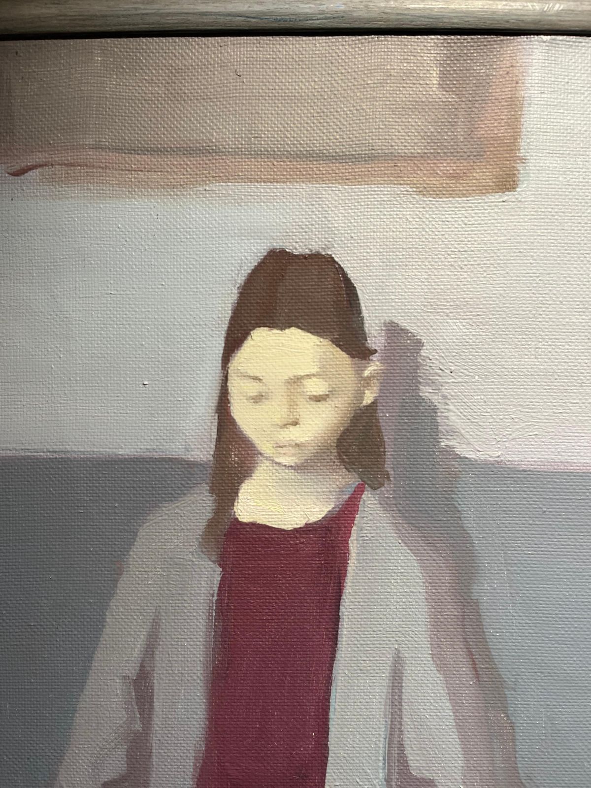 Igor Smekalov"Interior With Girl And Still Life" Grey, Blue Oil Cm. 90 X 90 20192009 photo Art