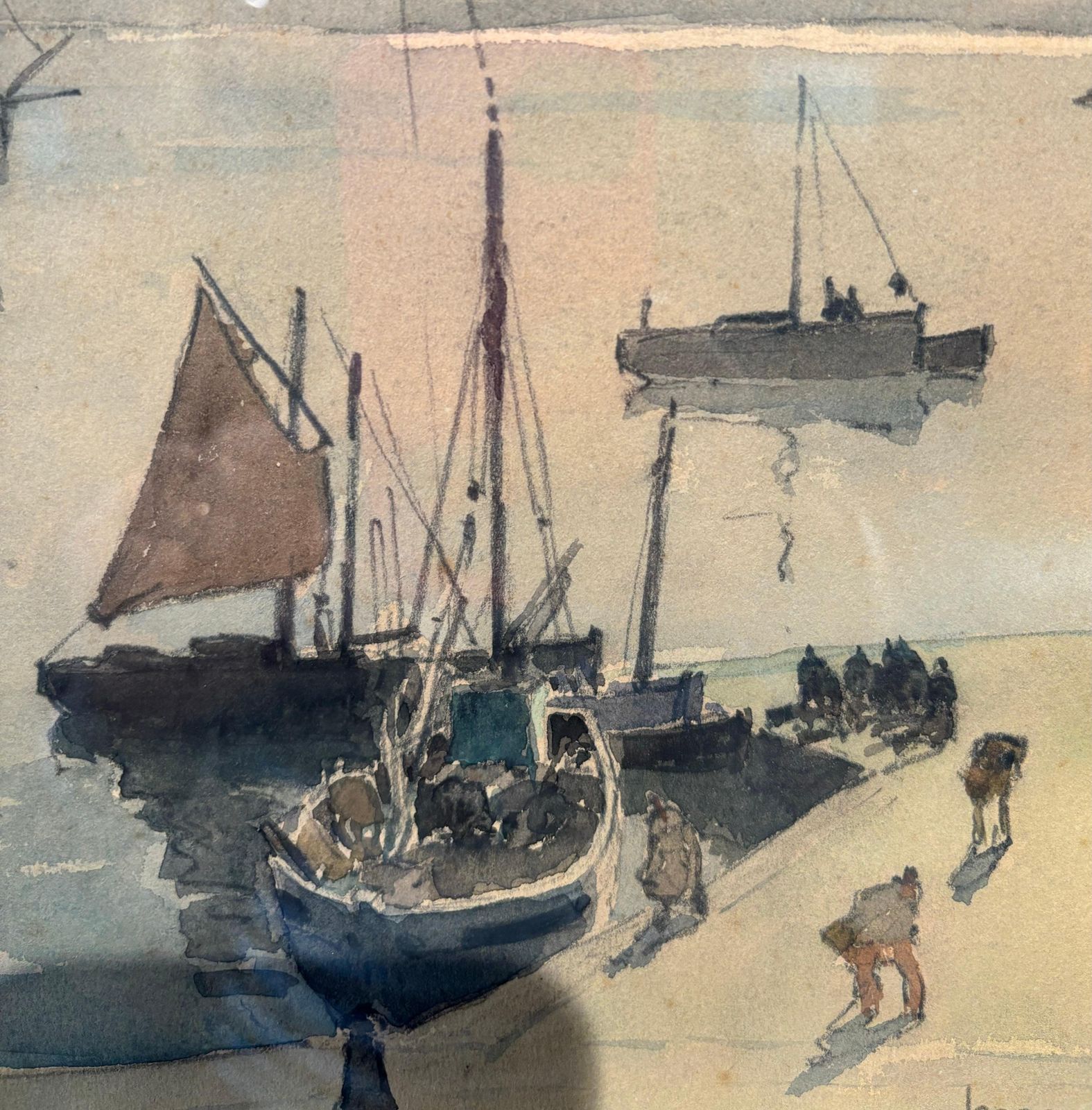 Henry Maurice Cahours"Ritorno Dalla Pesca" Acquarello Cm. 22 X 29  1930 Ca1930 photo vinterior