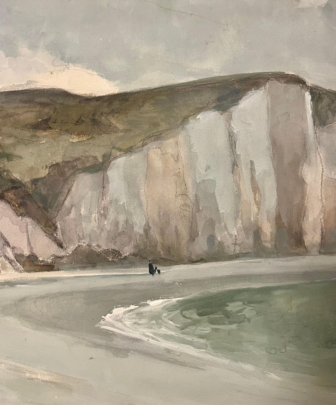 Henry Maurice Cahours"Petit Dalles Beach "Normandy France Gouache Cm. 34 X 45 19401940 photo for sale