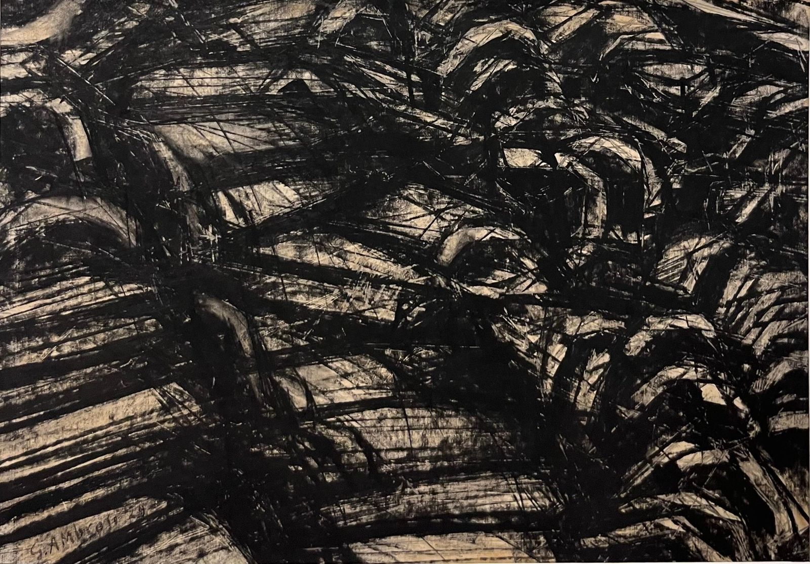 Alfredo Gauro Ambrosi "Plastic Dynamism" , Black And White Futurism, Speed, Pastel Cm. 32 X 24  19291929 photo furniture