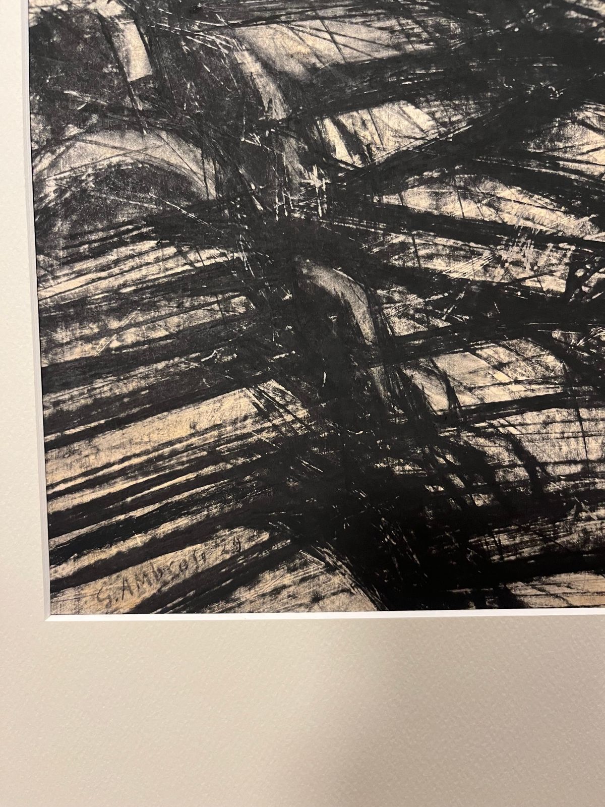 Alfredo Gauro Ambrosi "Plastic Dynamism" , Black And White Futurism, Speed, Pastel Cm. 32 X 24  19291929 photo for sale