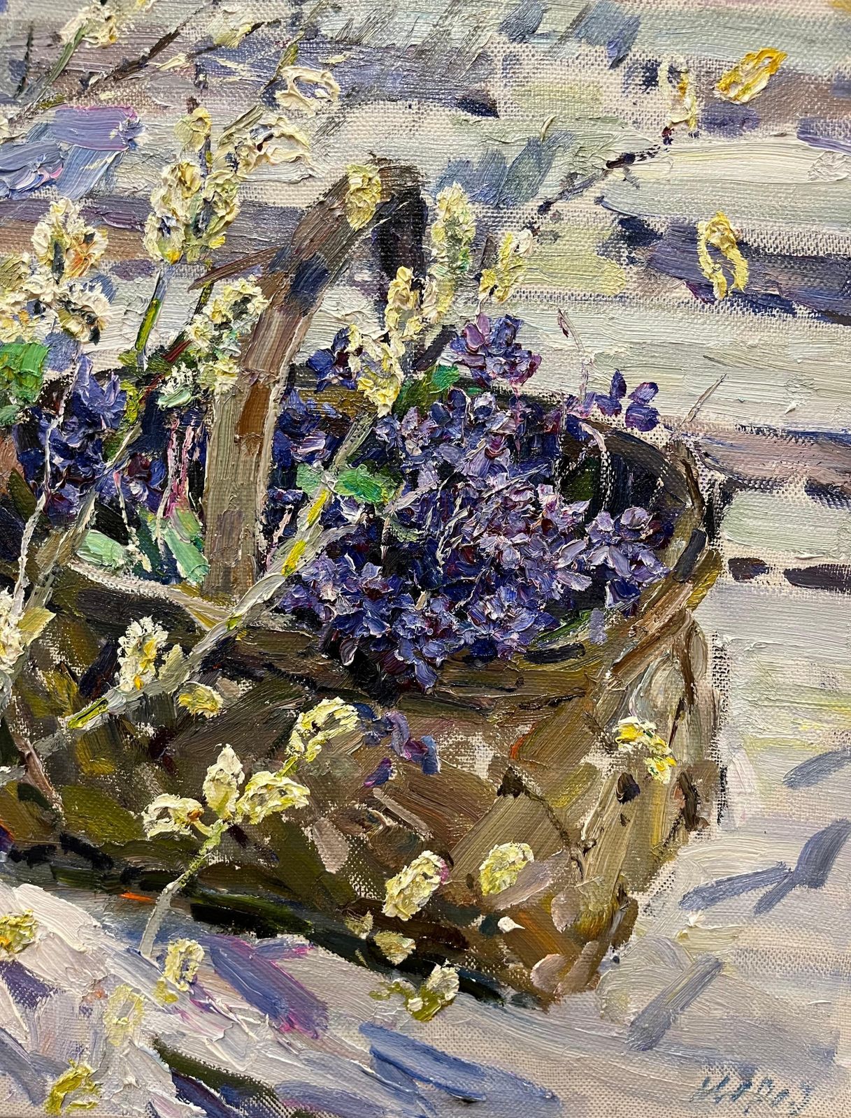 Georgij Moroz“Ramo Di Salice E Violette” Olio Cm 69 X 672002 photo for sale