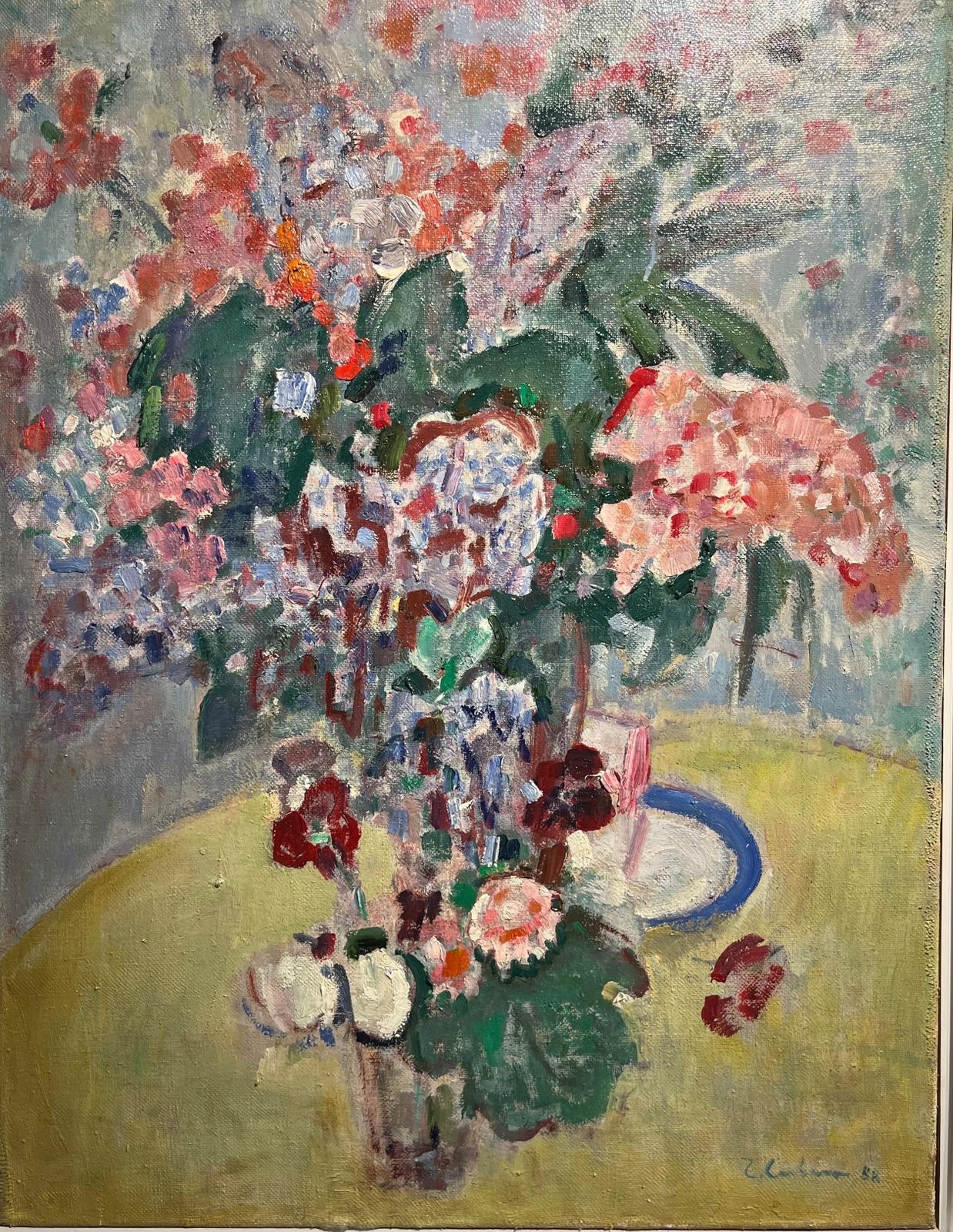 Gleb Savinov"Flowerpot" Oil Cm. 60 X 80 1988 Framed Cm. 80 X 971988 photo furniture