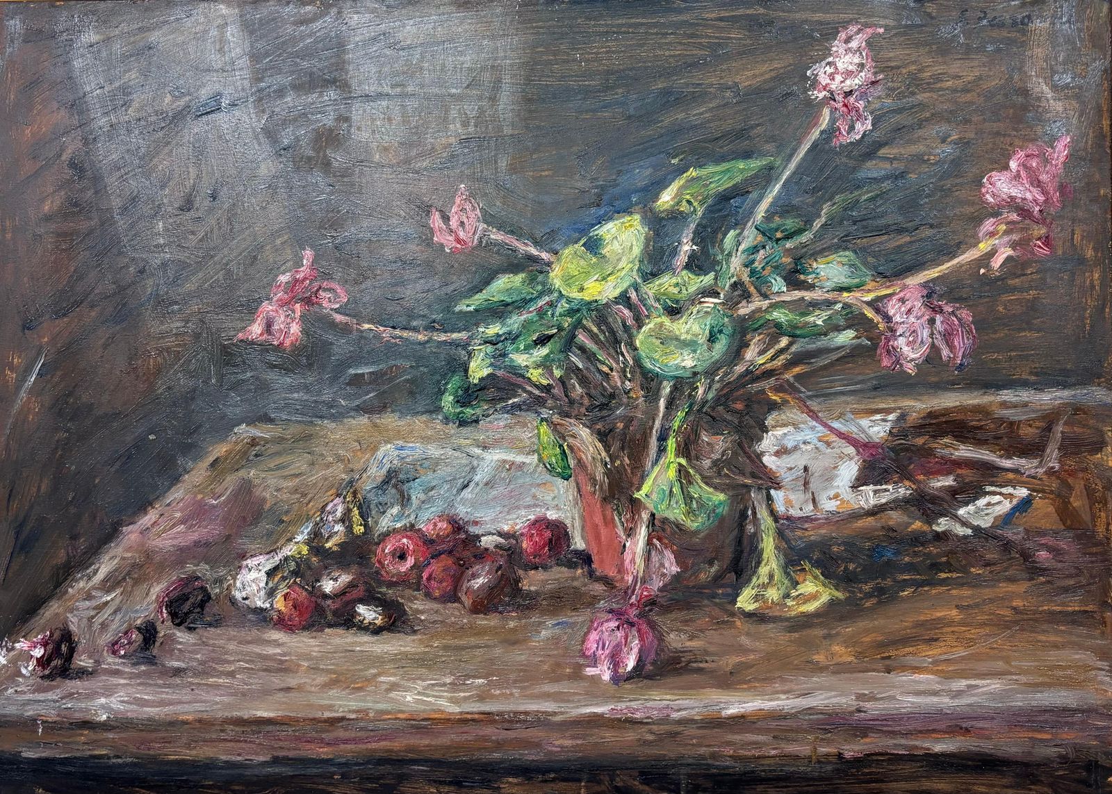 Enzo Faraoni"Naturamorta Con Fiori " Cm. 70 X 52 Olio Su Tavola Di Legno  1970 Ca1970 photo for sale
