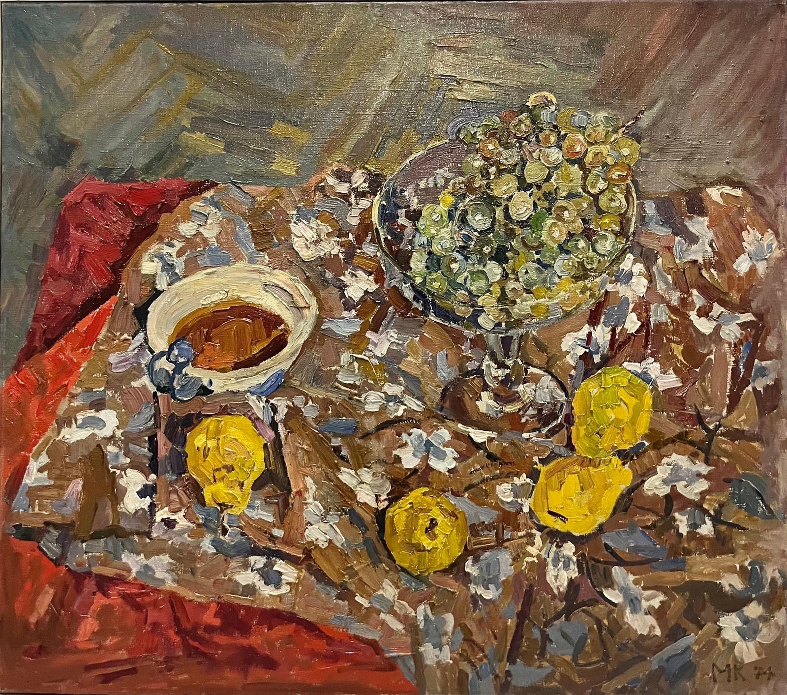 Maya Kopitzeva"Natura Morta Con Frutta"  Uva E Limoni , Olio Cm 80 X 70  19741974 photo furniture