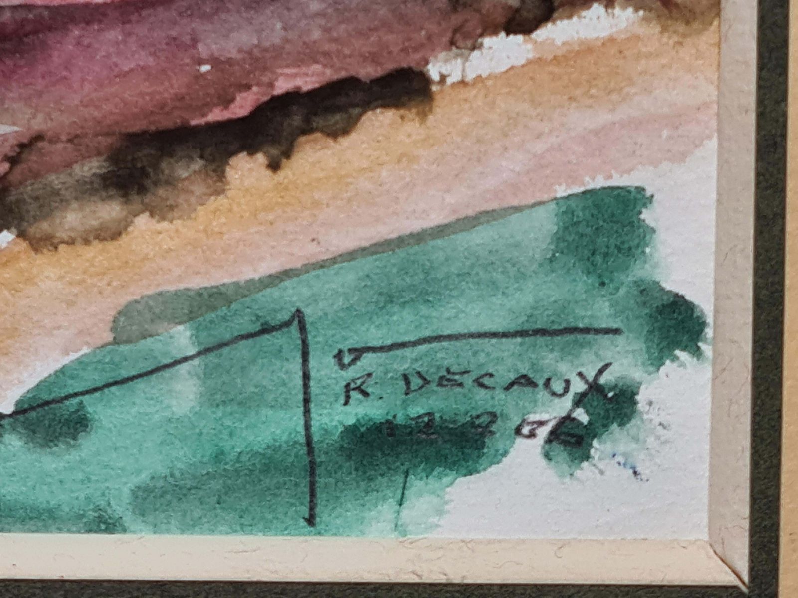 Roger Decauxtrees In A French Country Landscape. Watercolor. photo for sale