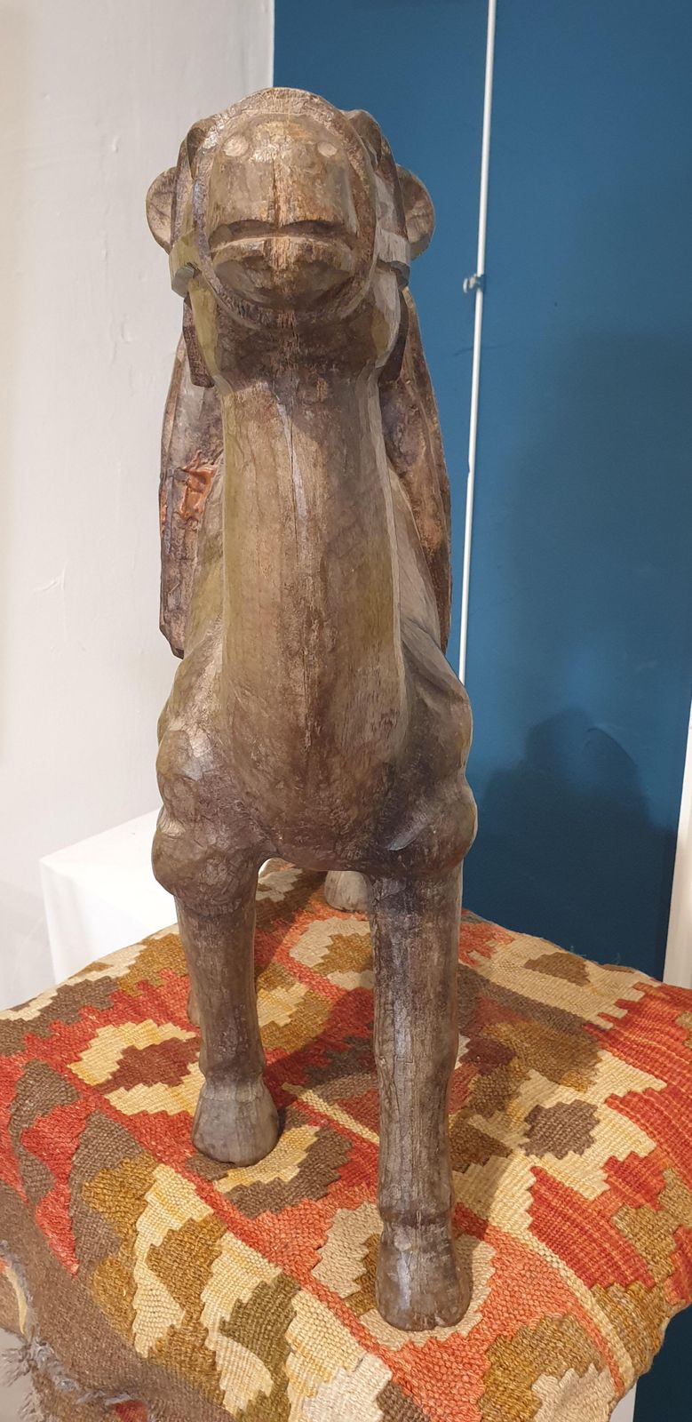 Unknownlarge Neapolitan 19th Century Hardwood Sculpture Of A Crèche Camel.1890s photo vintage