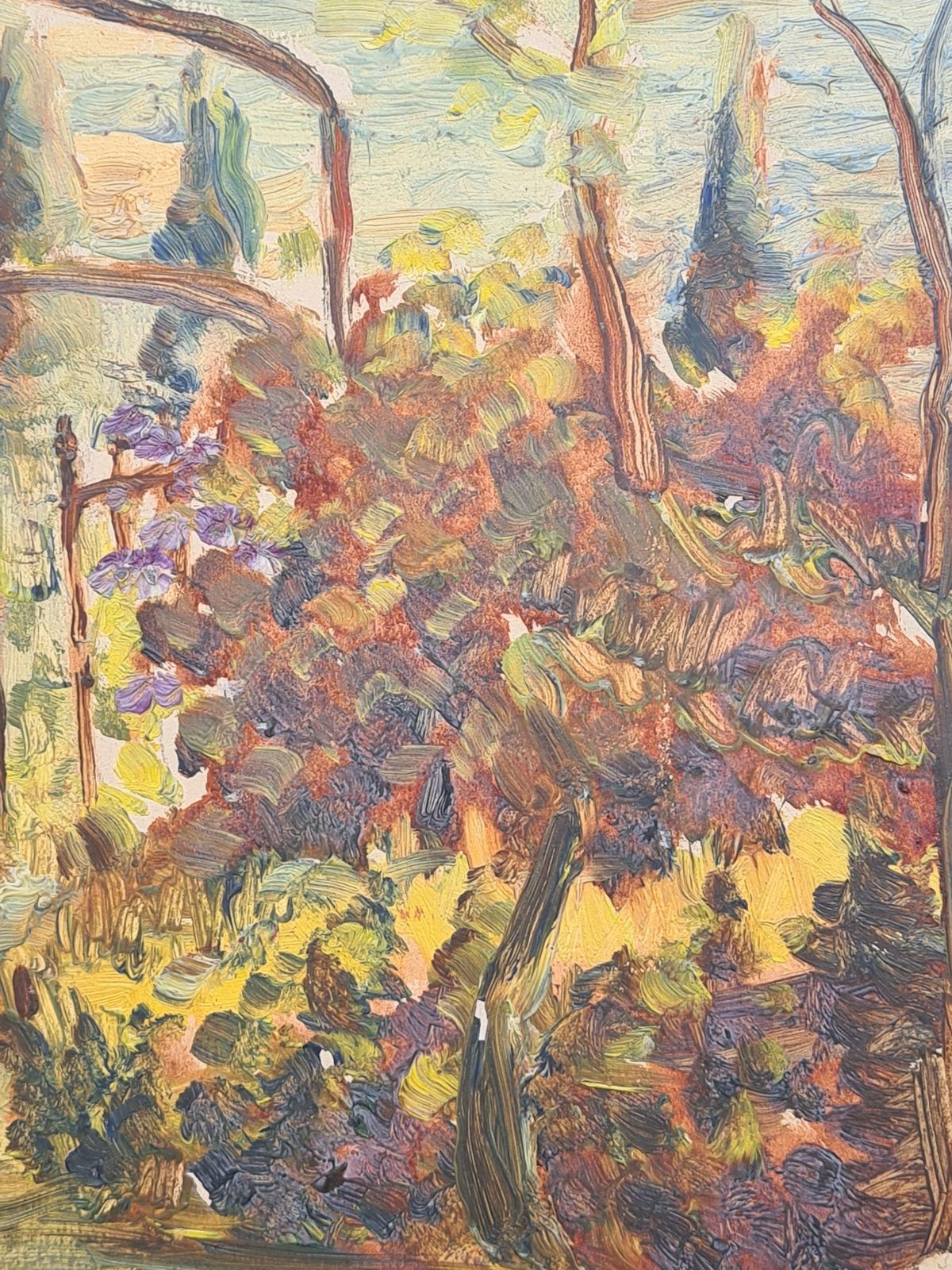Henri Clamen1930s French Impressionist Oil Of A Garden And Mountain Landscape photo furniture