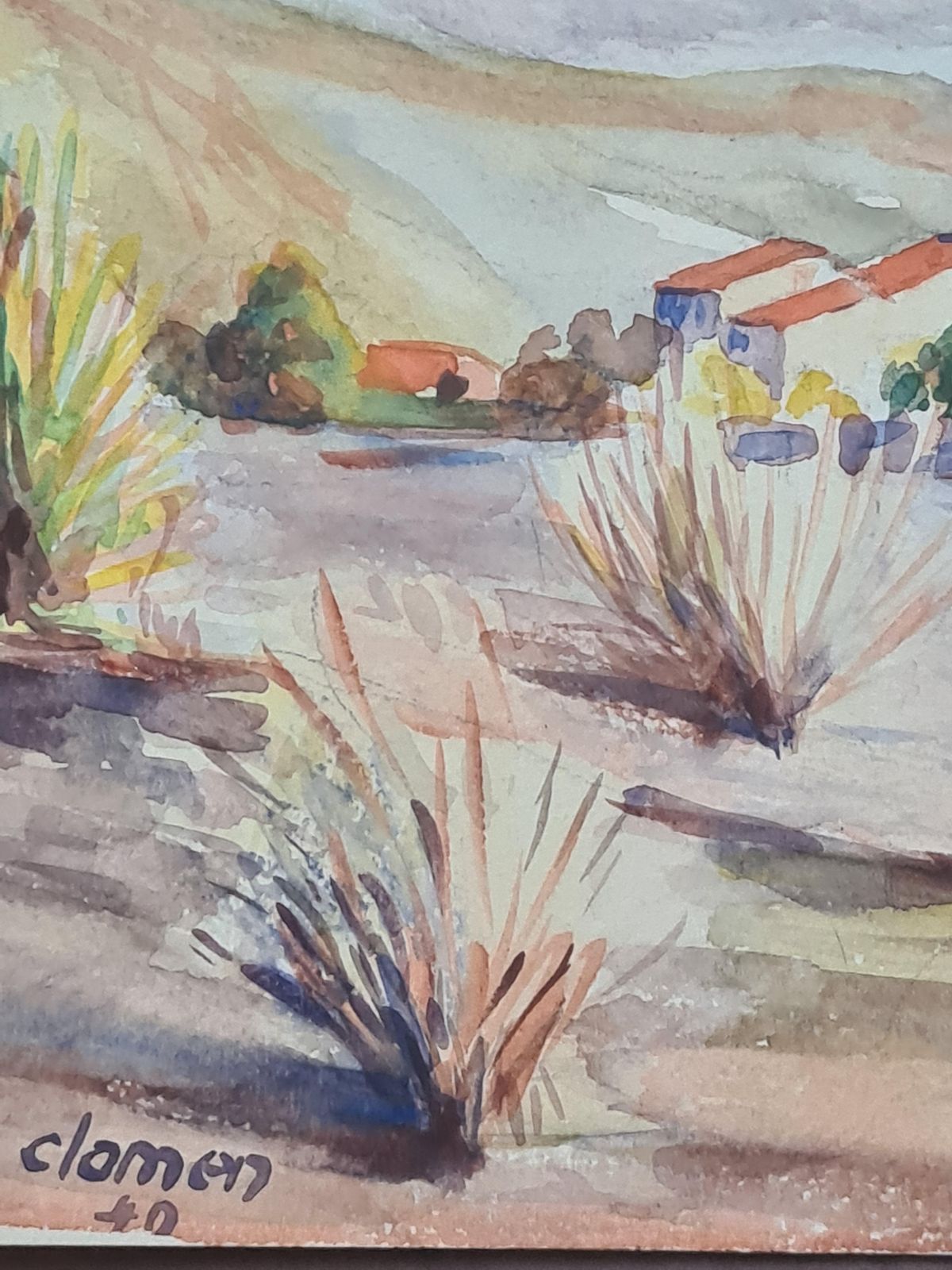 Henri Clamen1930's French Barbizon School Landscape With Pampas Grass1940 photo Art
