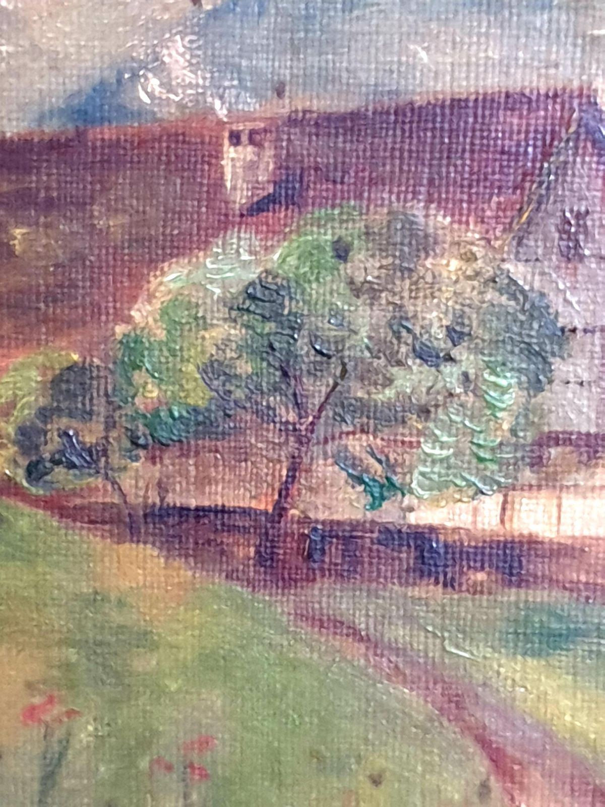 Unknownearly 20th Century Folk Art Impressionist Oil On Board, 'View To The Farmhouse'.1926 photo for sale