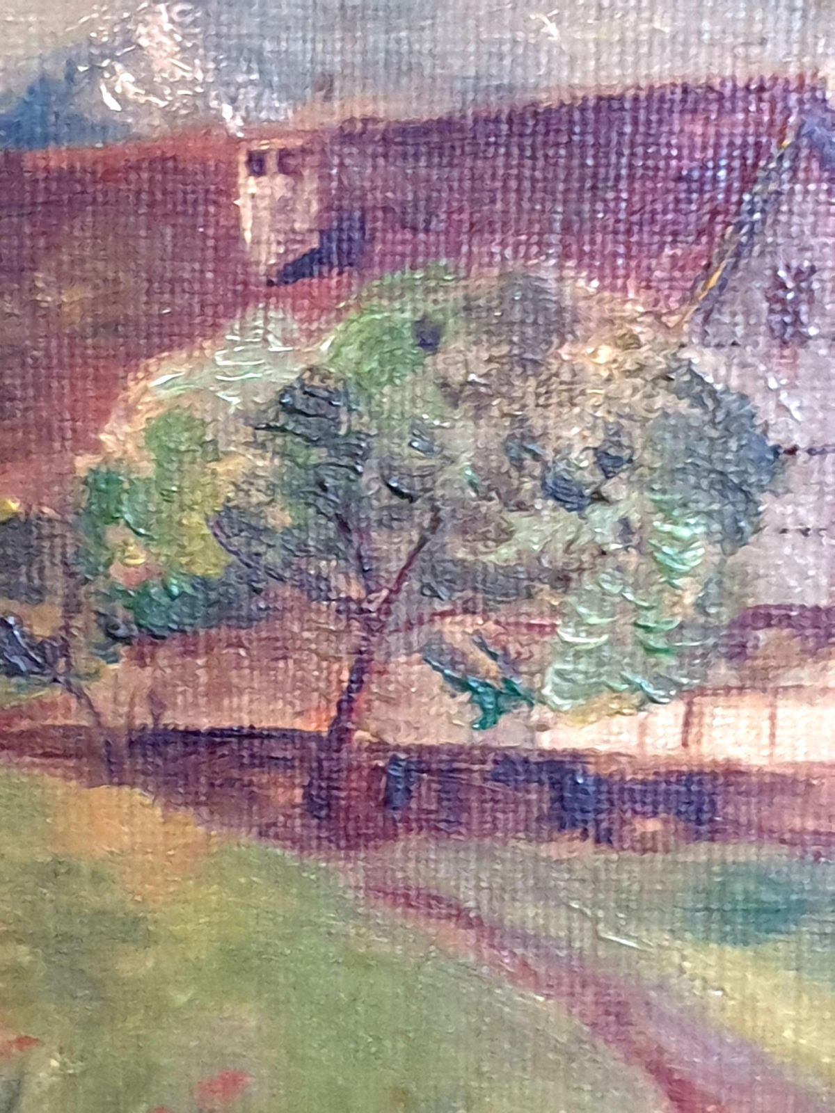 Art Unknownearly 20th Century Folk Art Impressionist Oil On Board, 'View To The Farmhouse'.1926 photo