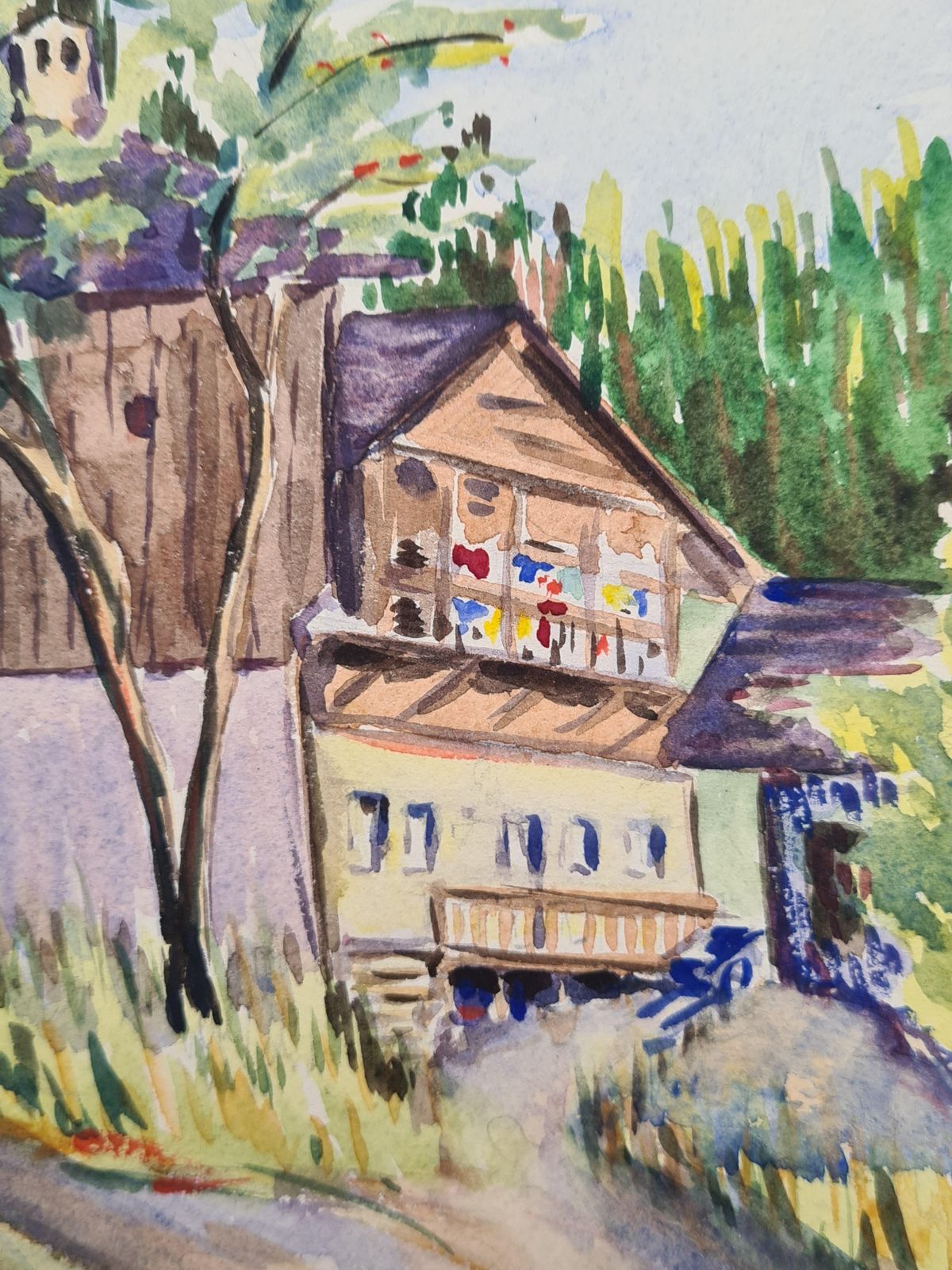 Henri Clamen1930s French Impressionist Watercolour Of A Mountain Chalet In A Landscape photo for sale