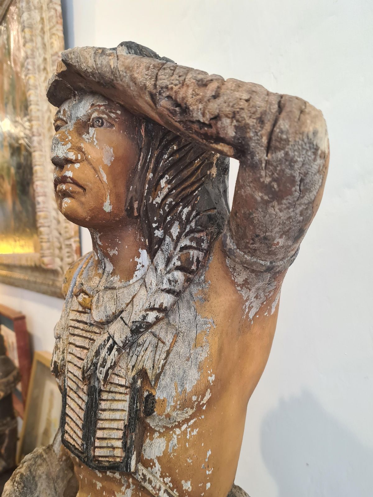 photo furniture An Early 20th Century Cigar Store Indian, Carved Wood With Polychrome Decoration