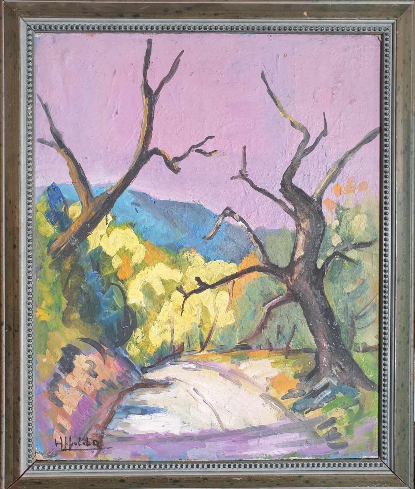 Hyppolite Rogerthe Road, Mid Century Provençal, Fauvist Landscape. Oil On Board.1960s