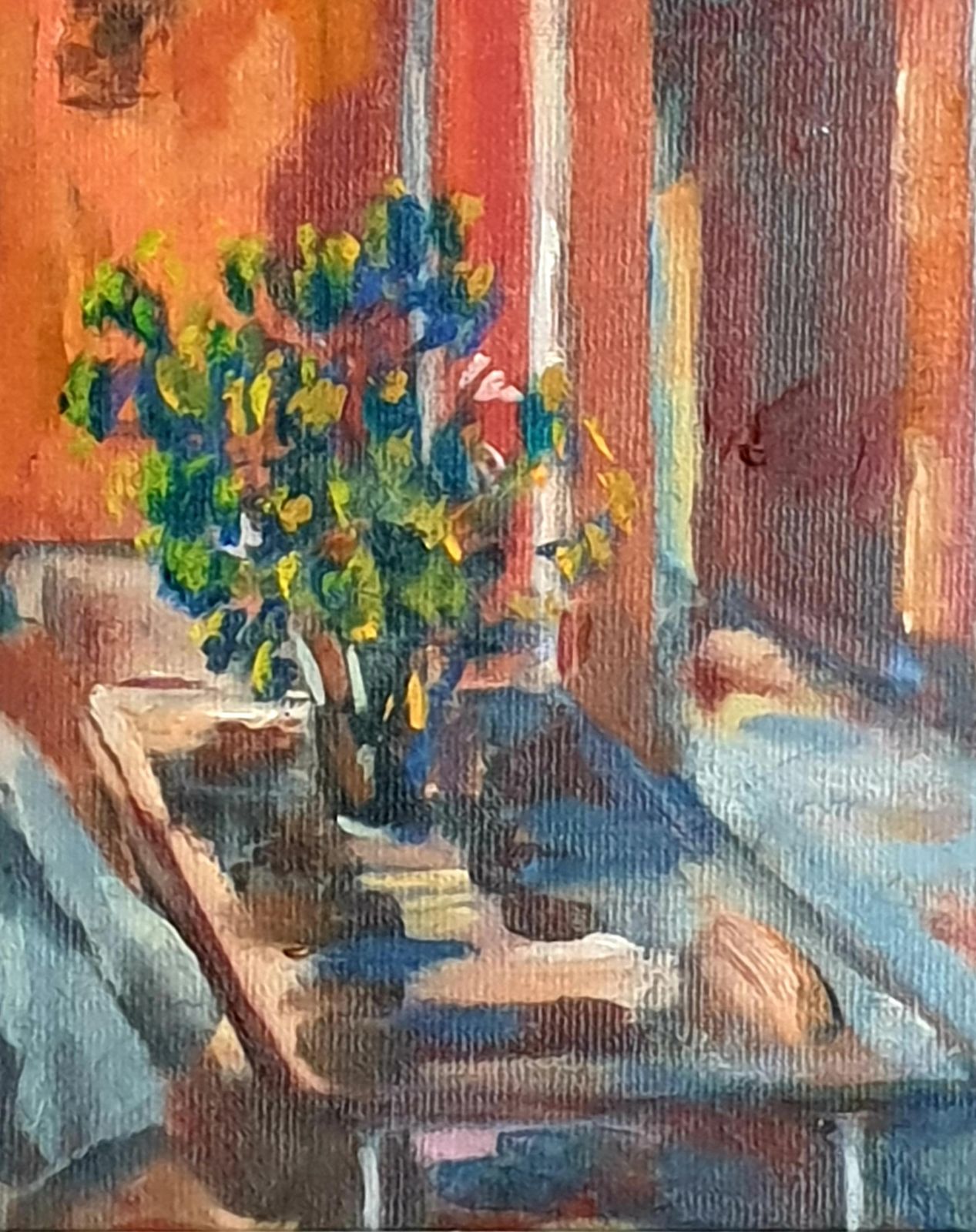 Bill Brown Late Mid Century Interior Scene, A Villa At Cannes, South Of France. Oil, Board1976 photo vinterior
