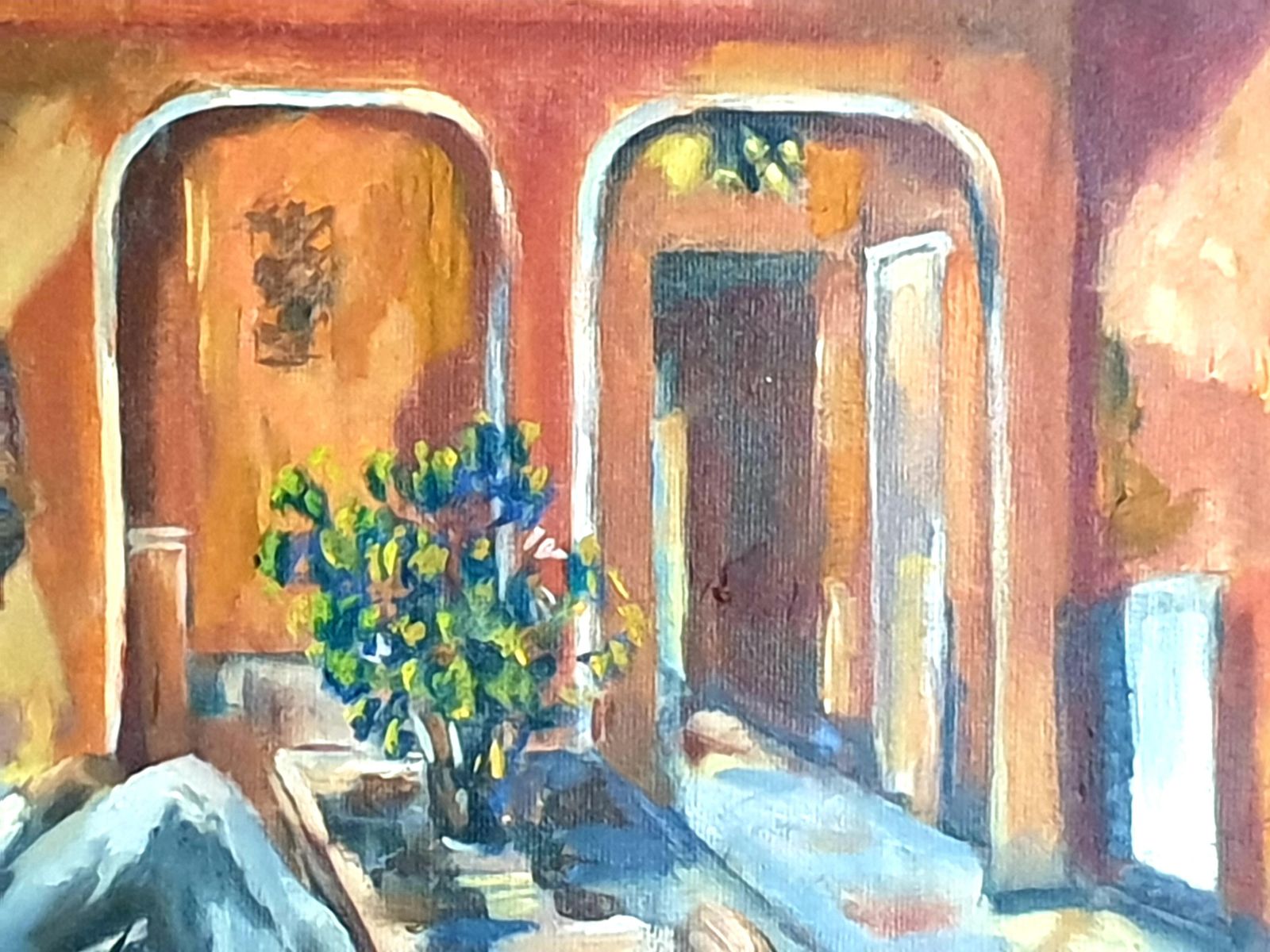 Art Bill Brown Late Mid Century Interior Scene, A Villa At Cannes, South Of France. Oil, Board1976 photo