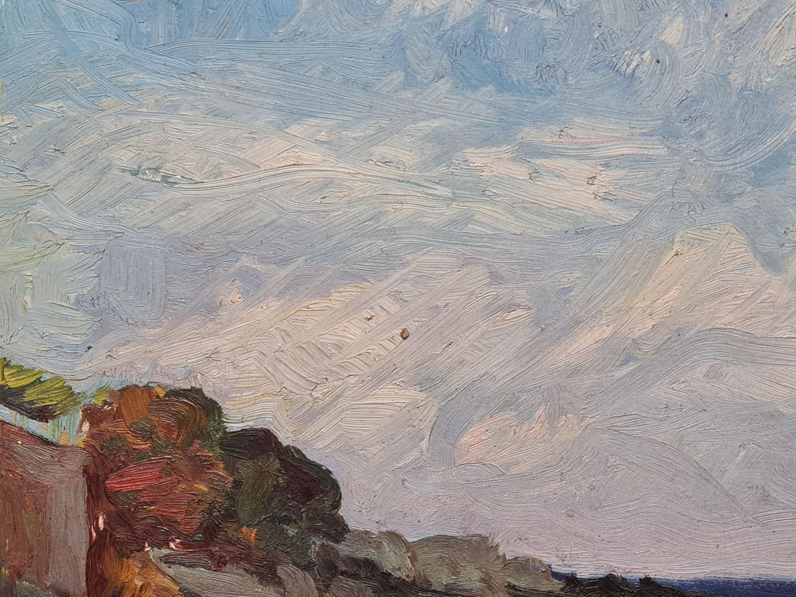 C Benaliimpressionist Seascape Of Cap Corse And The Ligurian Sea. Oil On Board.1954 photo vinterior