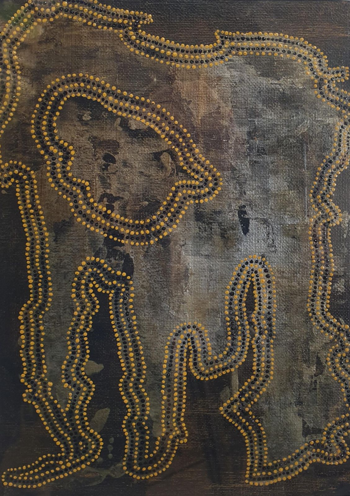 Menno Moddermancontemporary Aboriginal Inspired Abstract. Acrylic On Linen On Card.2020