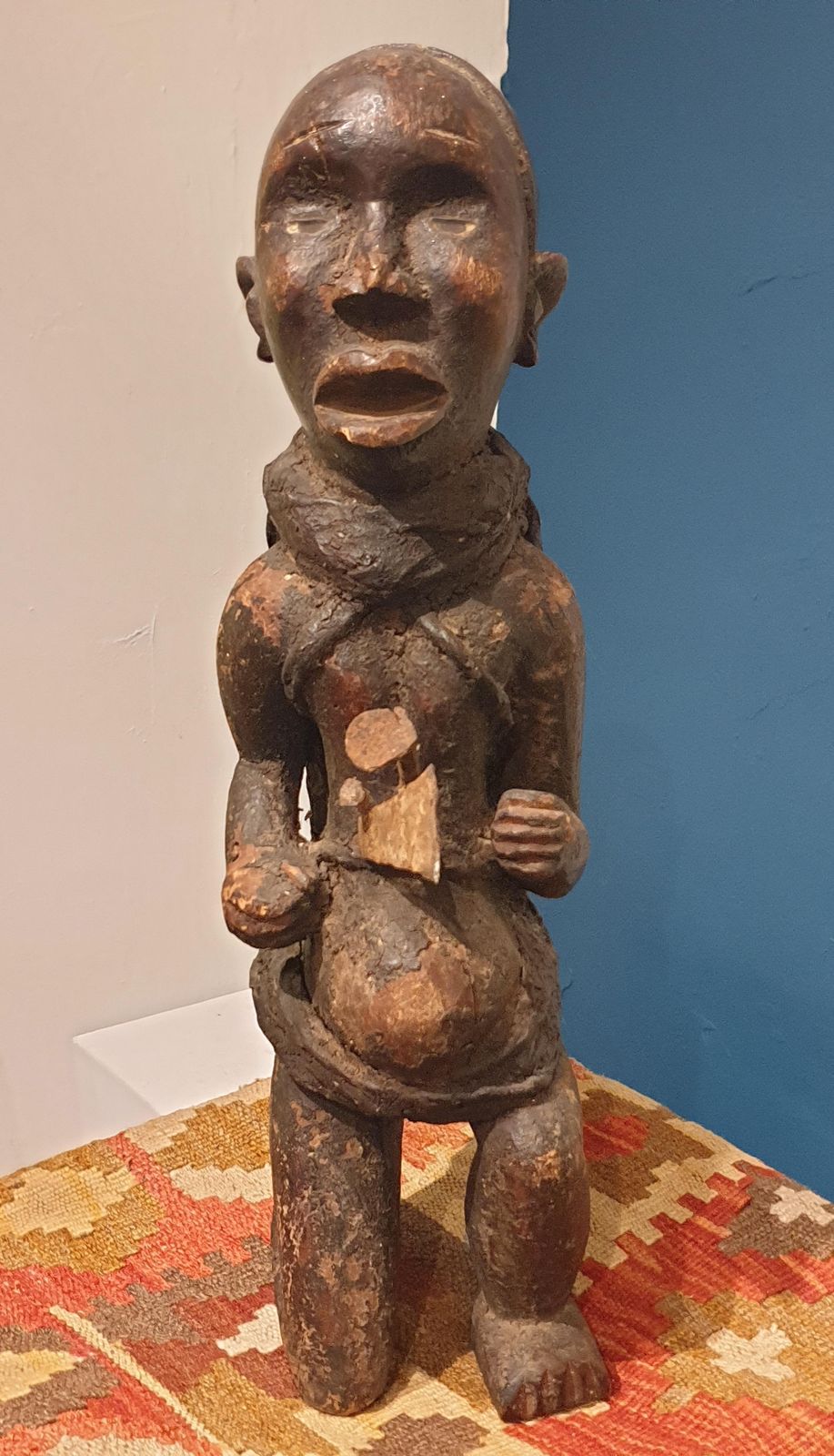 Songye Craftsmenstatue Songye, Kneeling Male Figure, Democratic Republic Of Congo photo vintage