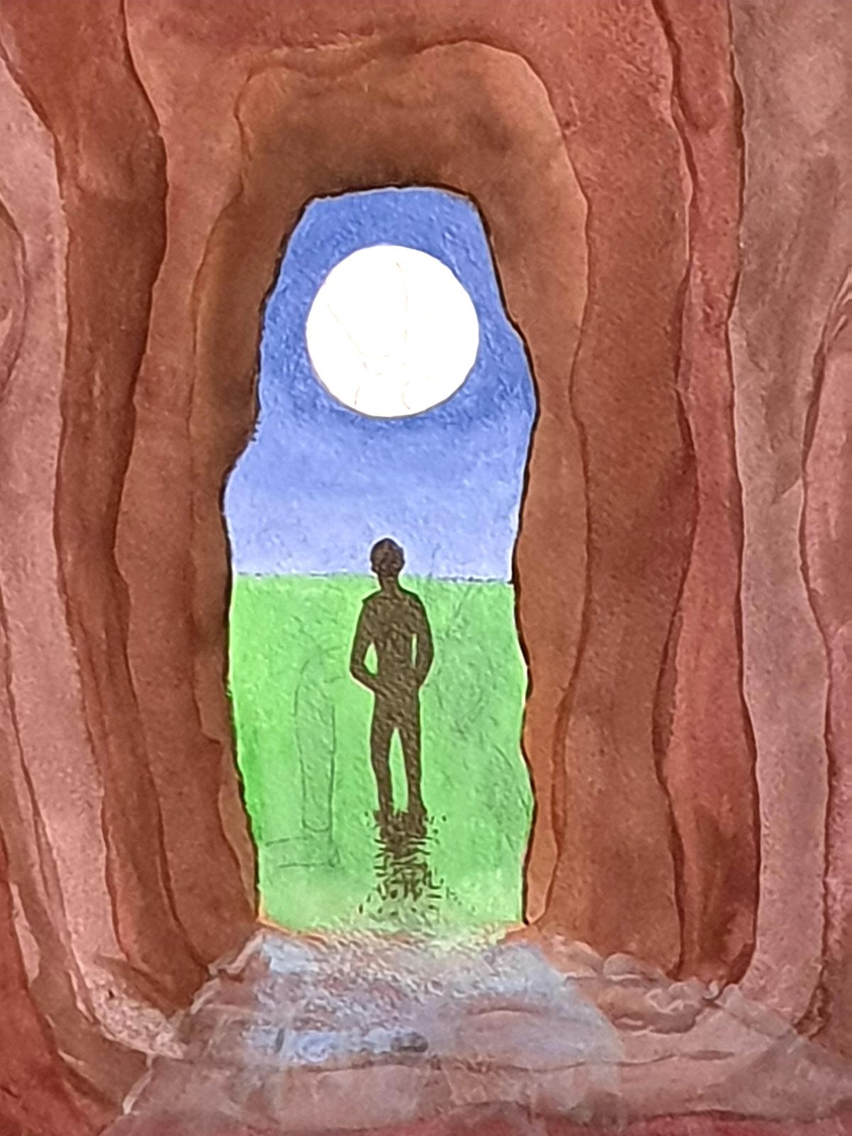 Derek Carruthers Surrealist Gouache On Paper, 'Threshold Or Pagans'.2012 photo for sale
