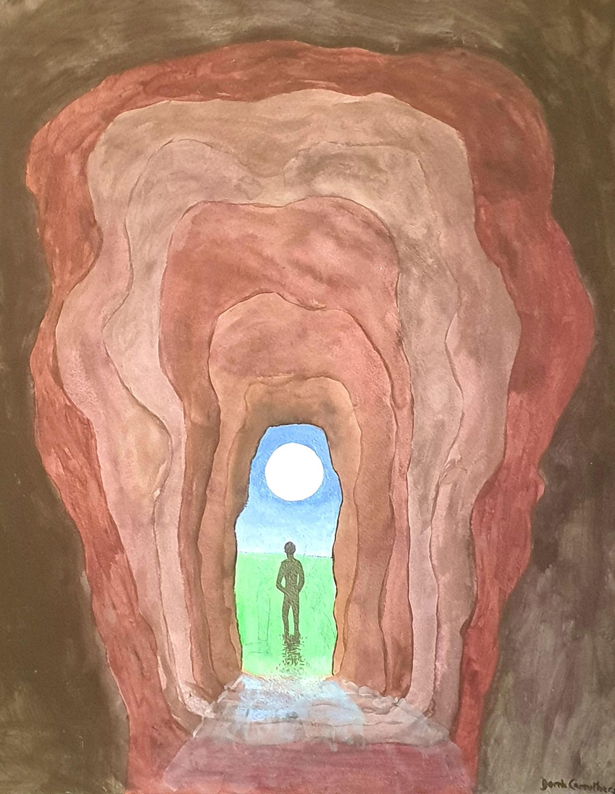 Derek Carruthers Surrealist Gouache On Paper, 'Threshold Or Pagans'.2012 photo vinterior